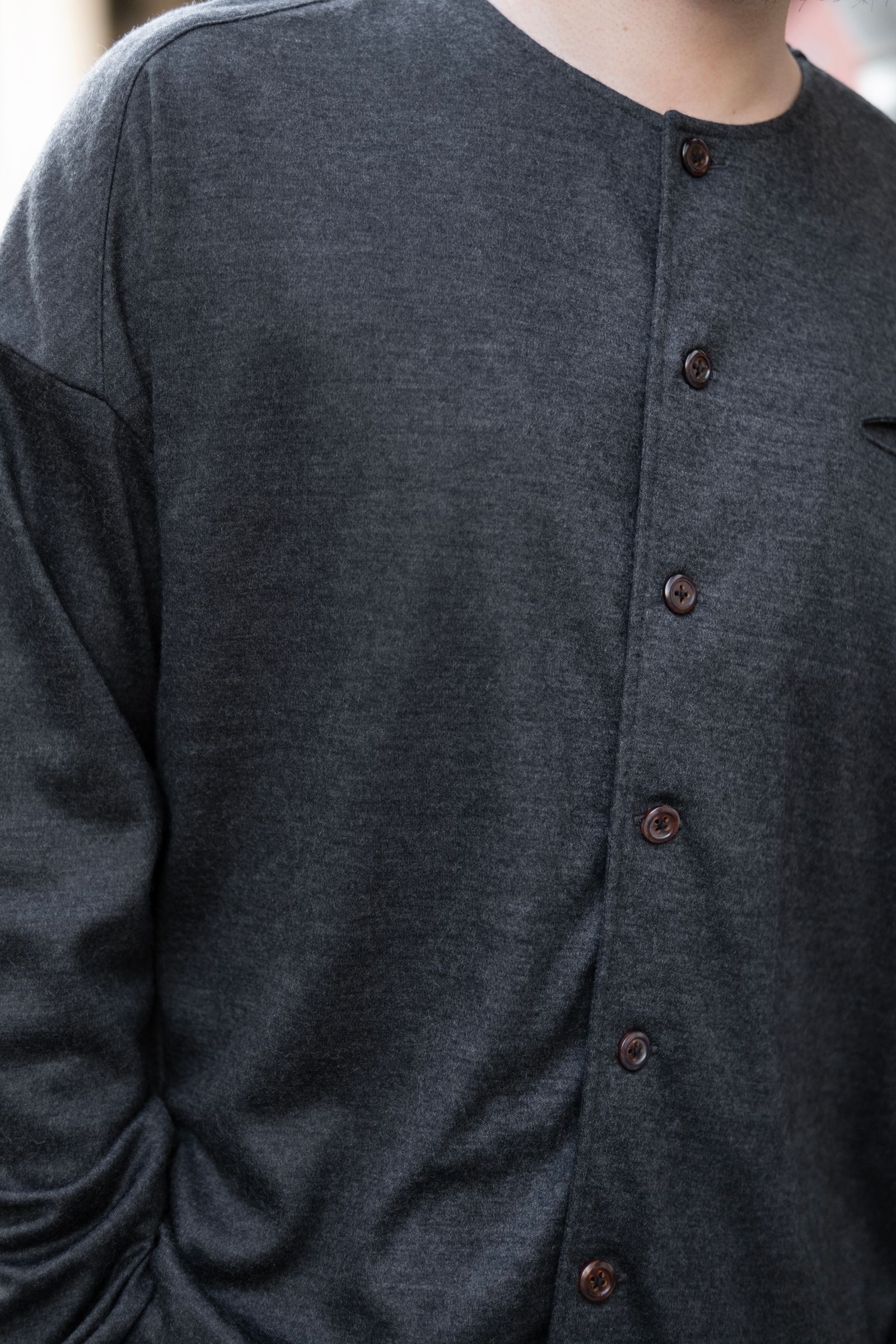 Italian jersey crewneck cardigan / gray