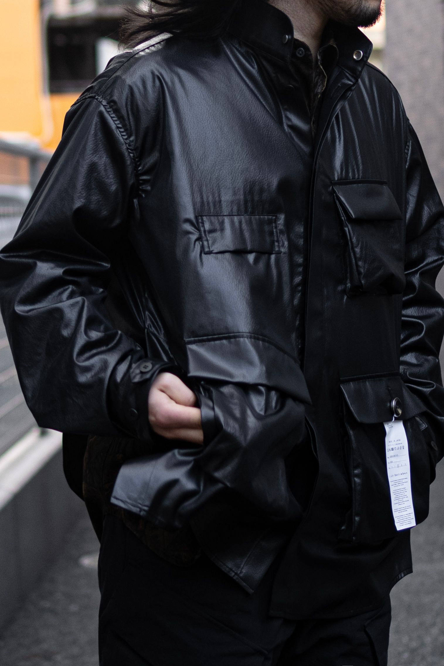 "FAKE-FAKE LEATHER II" M65 SHIRT JACKET / BLACK