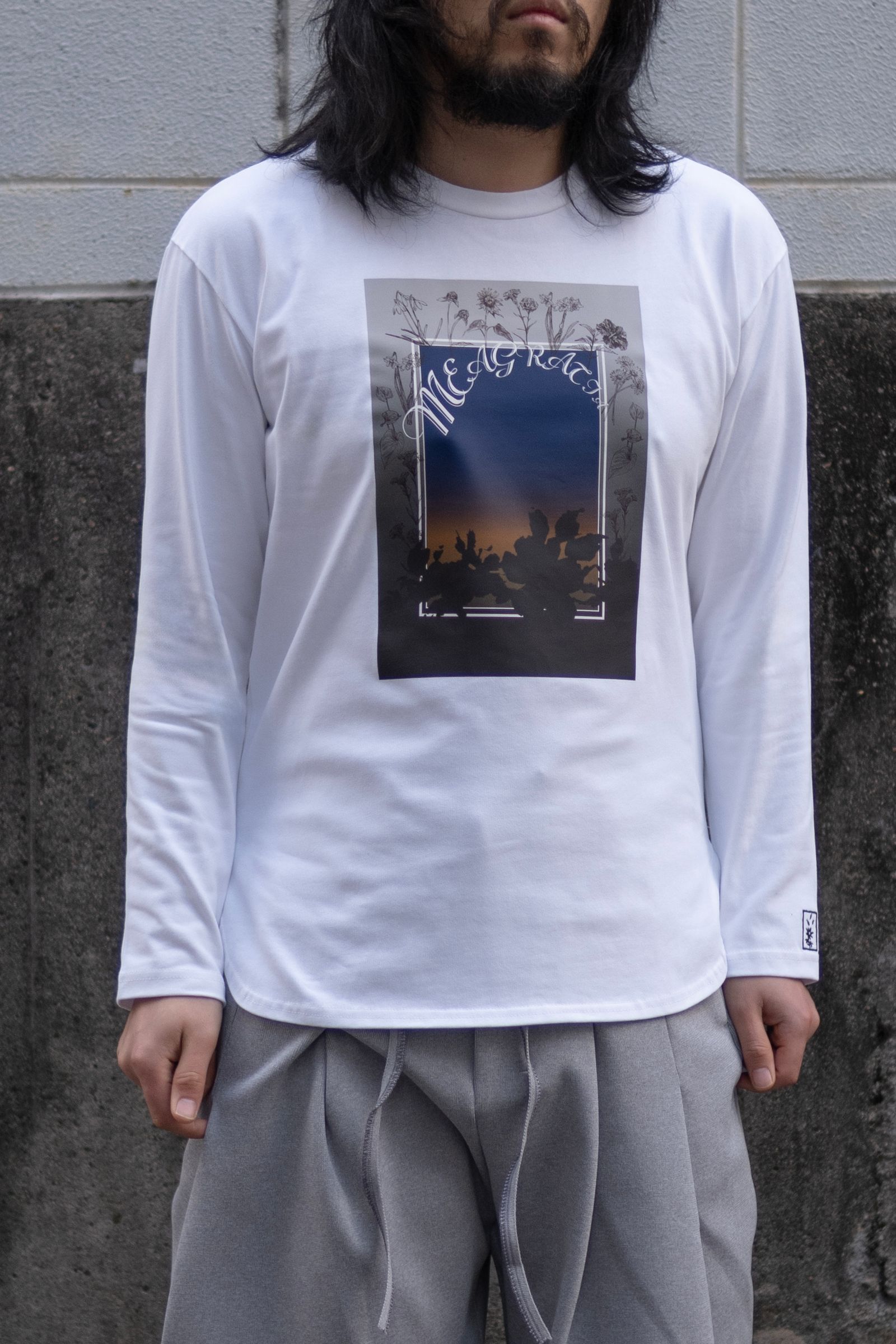 Print L/S Tee / Wht