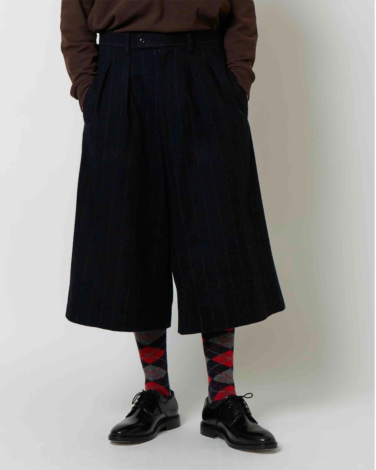 CROPPED BAGGY PANTS / NAVY STRIPE