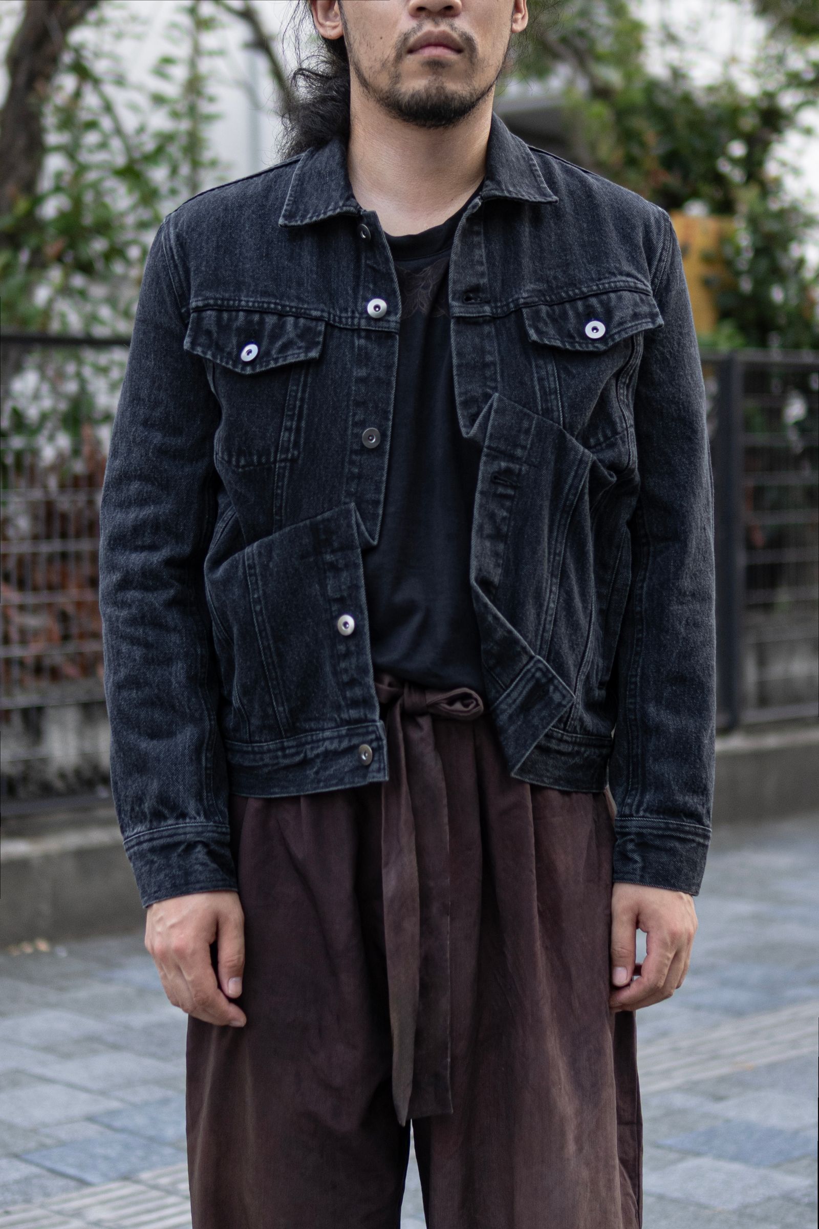 TUCK DENIM BLOUSON / BLACK