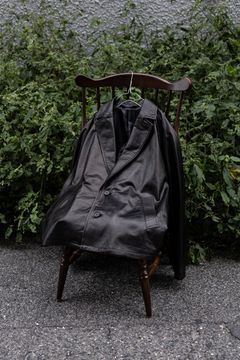 LEATHER OVERSIZE RAGLAN JACKET / BLACK