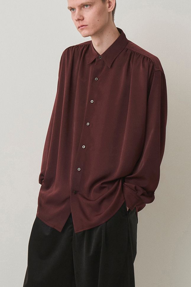 HUSH GATHER L/S SHIRT / BORDEAUX