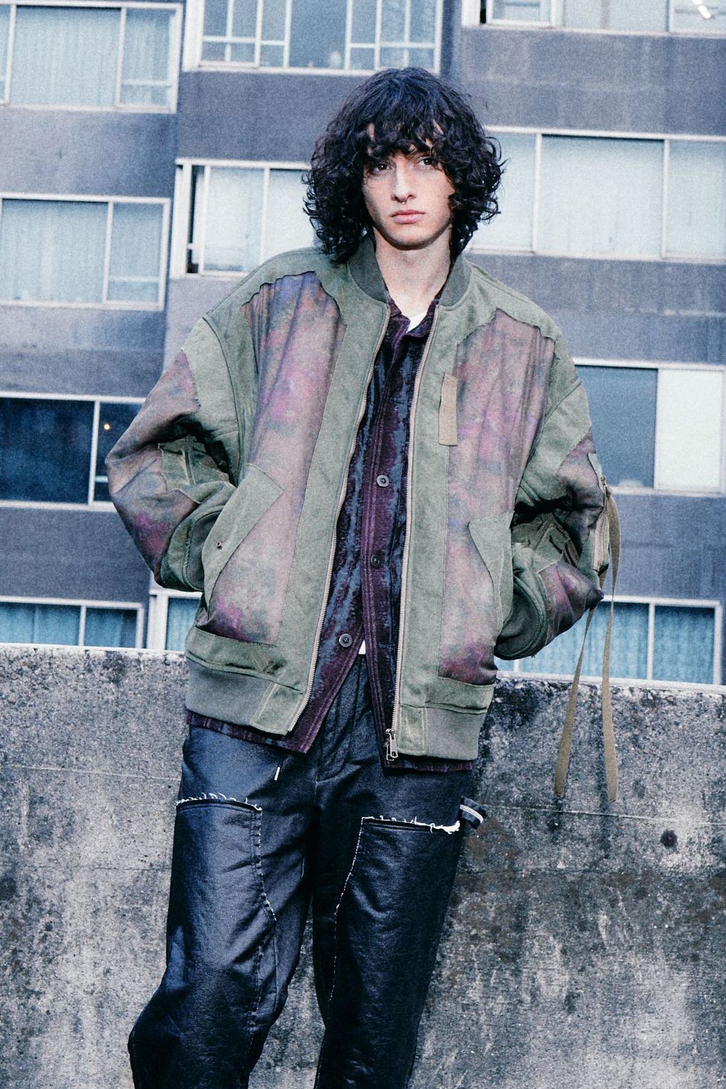 Floral printed sheer MA-1 / od