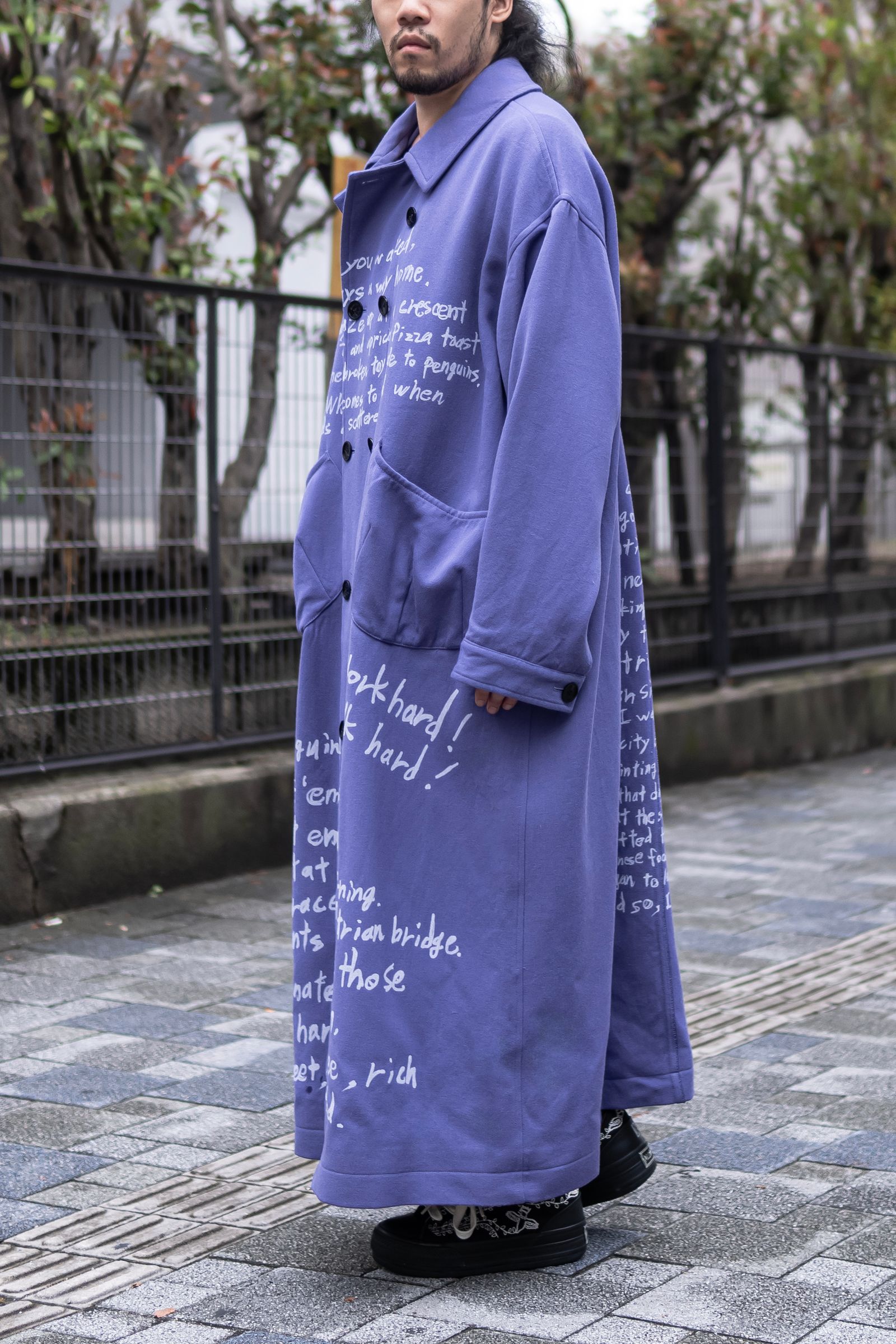 LONG TORSO COAL MINER WITH WORDS / AUBERGINE BLUE