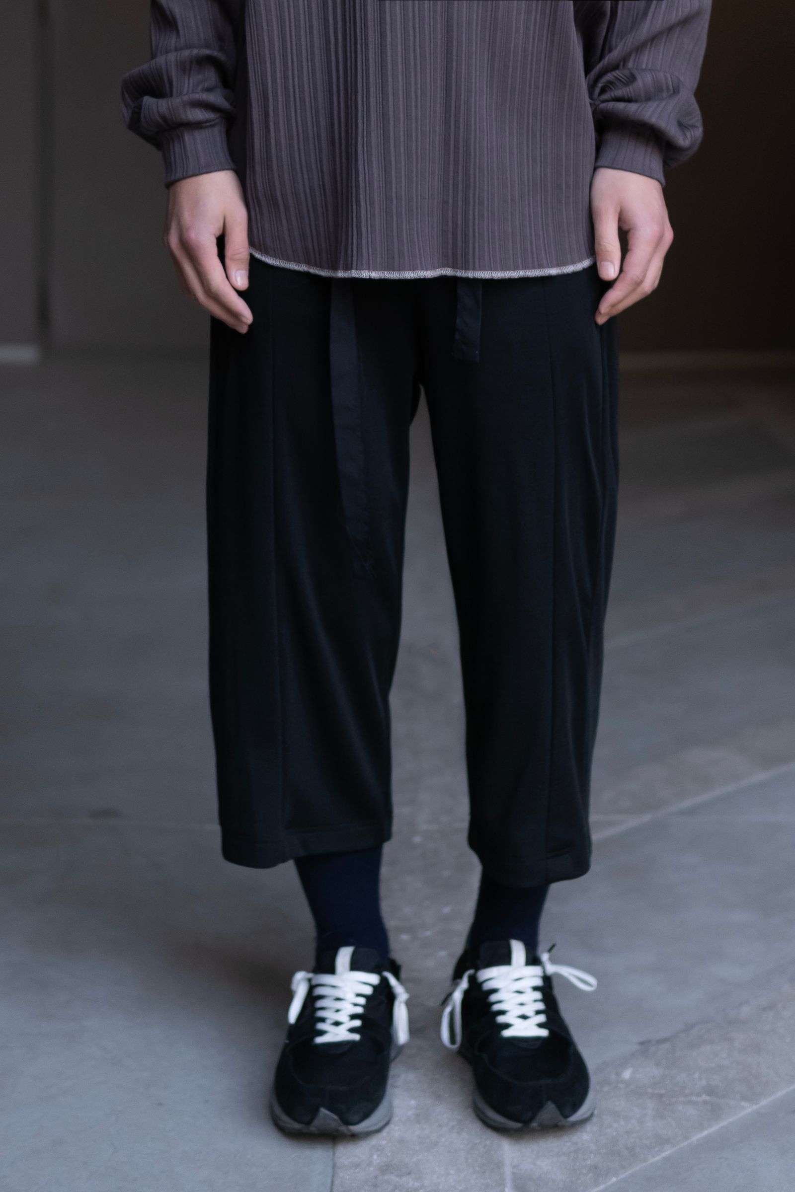 3D wide easy pants / Black