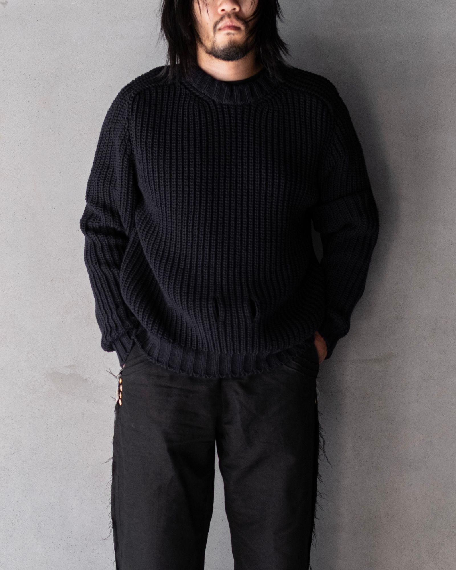 Belt Slit Knit in Mérinos d'Arles / Navy