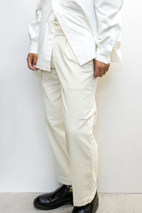 8walle Corduroy 1tuck Wide Pants / NATURAL