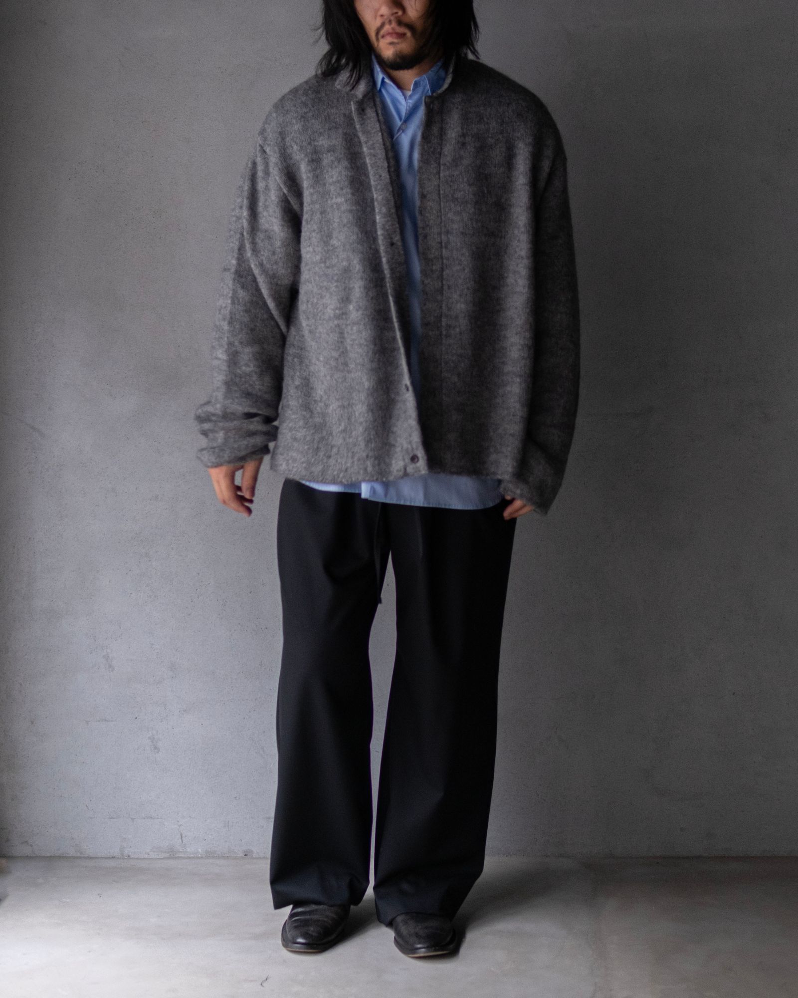 Kid Mohair Knit Shirts / Gray
