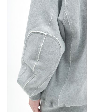 ZIP-UP RAW EDGE HOODIE / GRAY