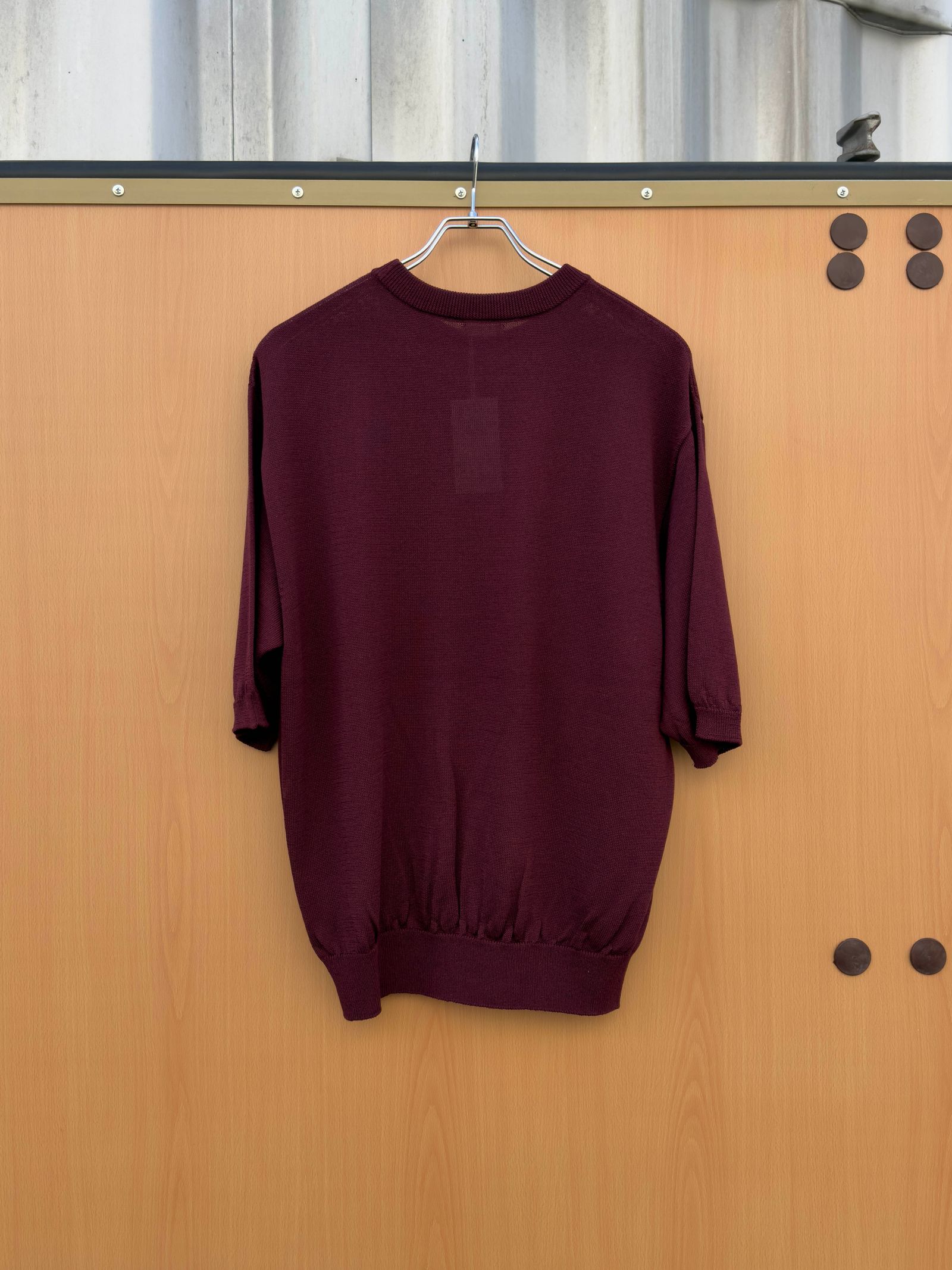Wide knit T-Shirt / Burgundy