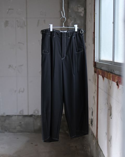 “Washable Super120’s” WIDE CEREMONY “MC” TROUSERS / Black