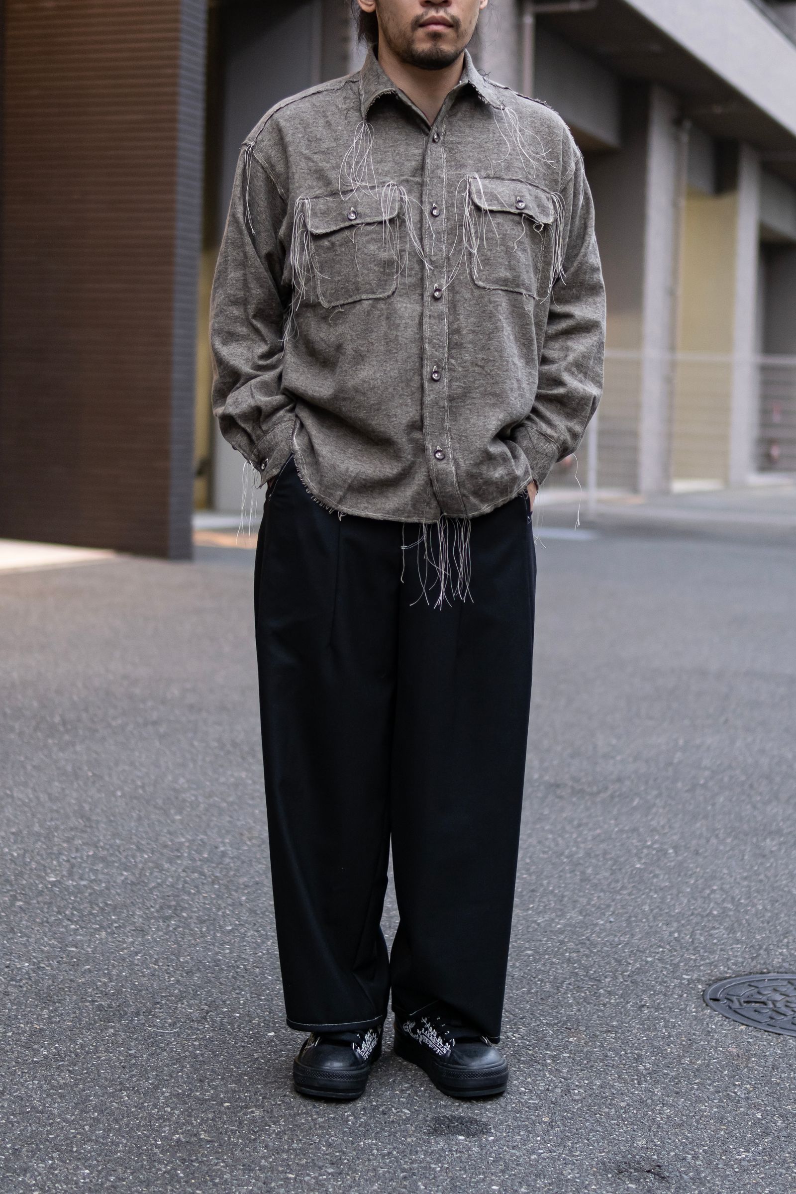 SIRO COMPACT WIDE CEREMONY “MC” TROUSERS / Black