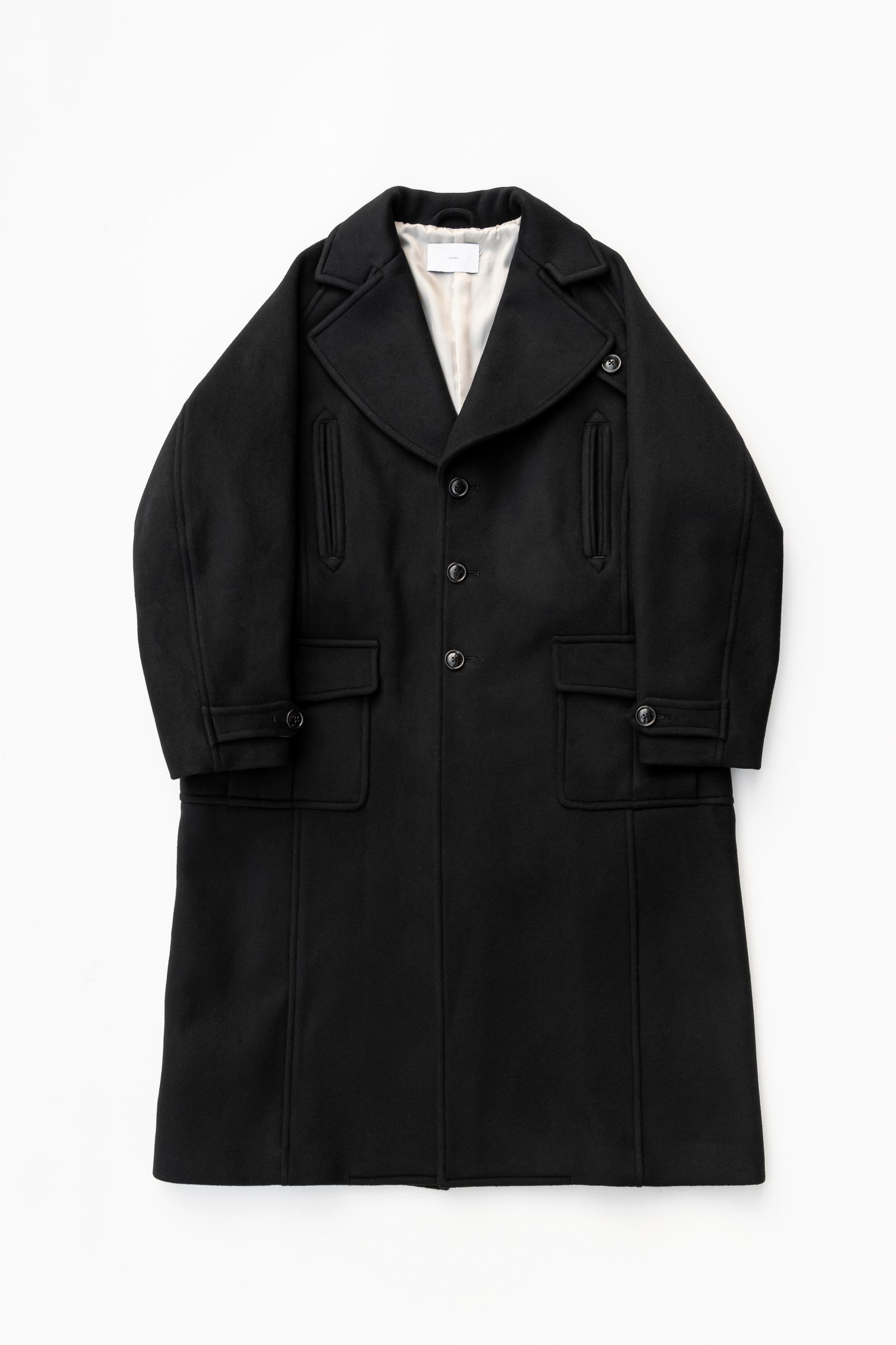 SUGARHILL - WOOL MELTON COAT / PURE BLACK | Retikle Online Store