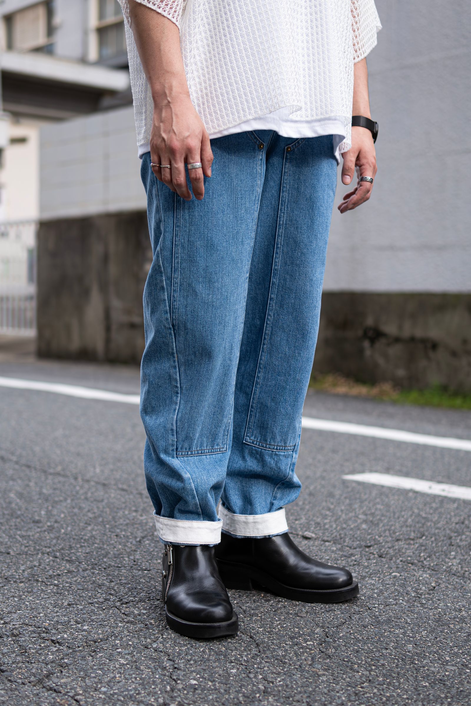 daichïogata - wide denim pants / light indigo | Retikle Online Store