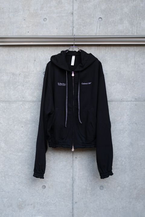 ORDINARY OLD STYLE ZIP HOODIE / BLACK