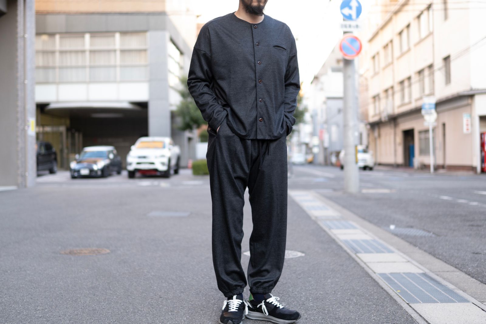 Italian jersey wide pants / gray