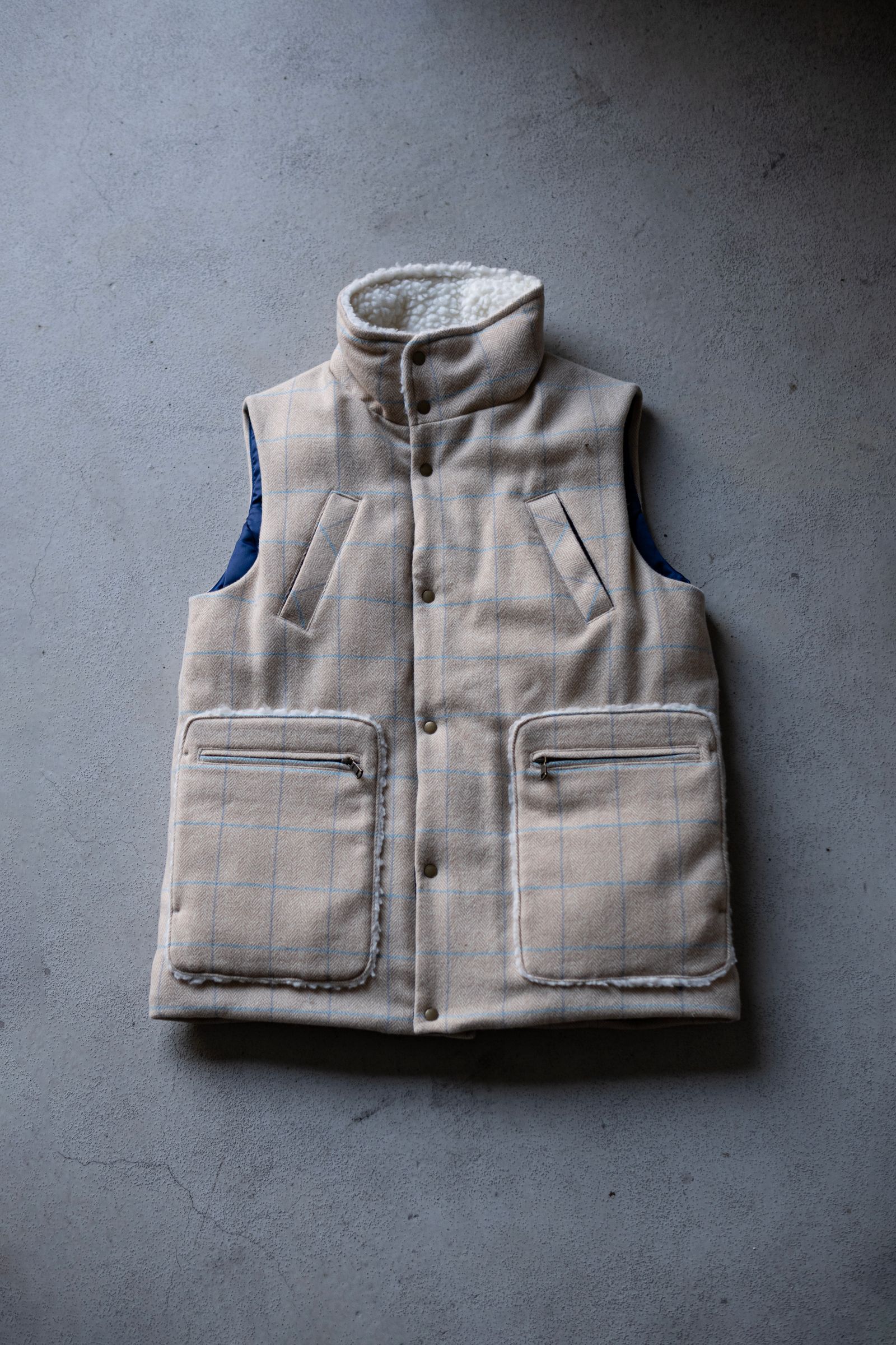 TWEED DOWN VEST / HERRINGBONE OVERPANE