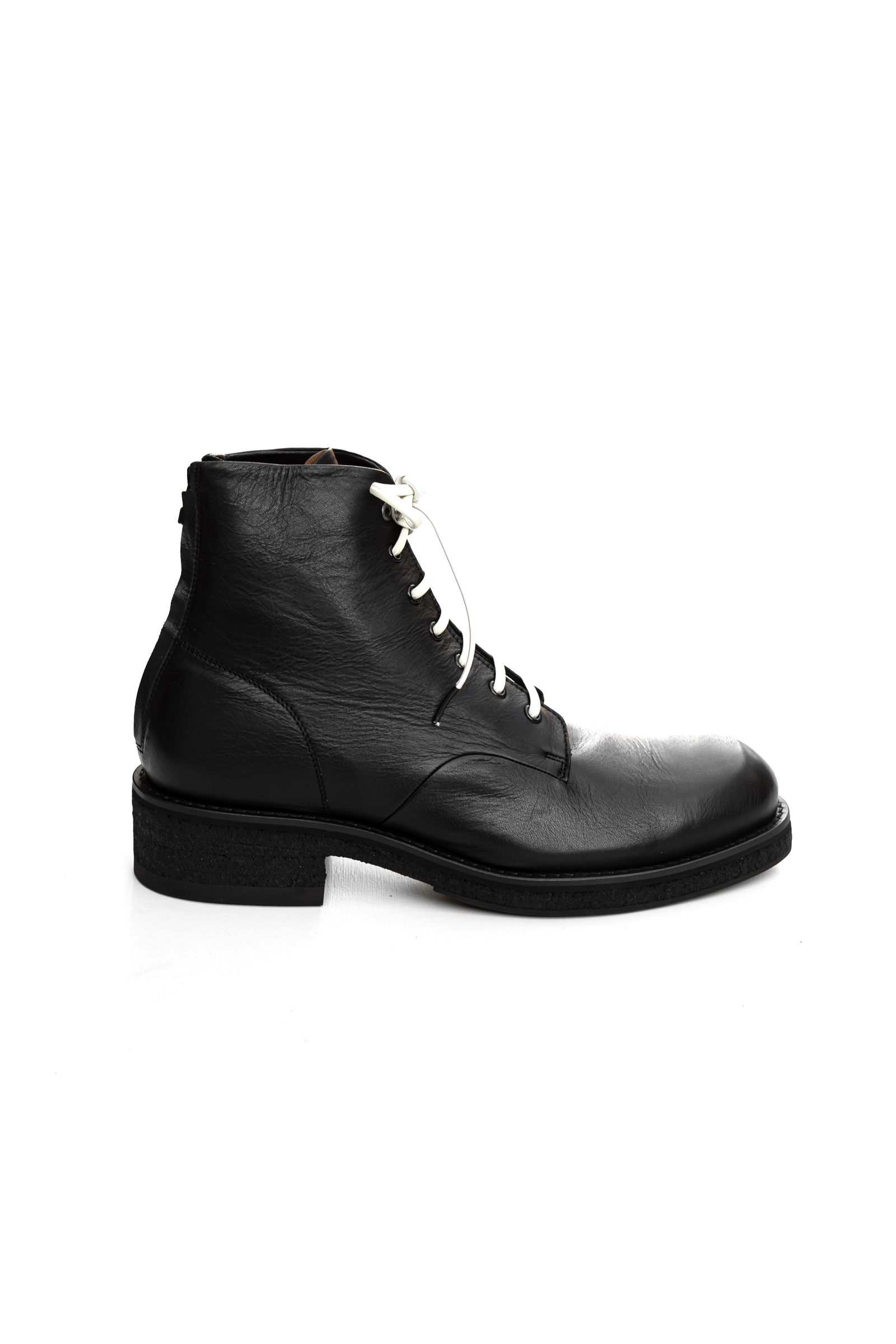 Skinny back zip lace-up boots / Black