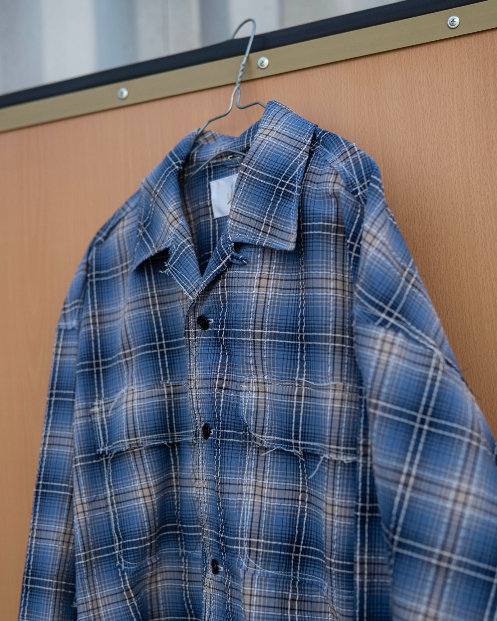 Organic Code Seersucker Check 50s Craftsman Shirt / Blue