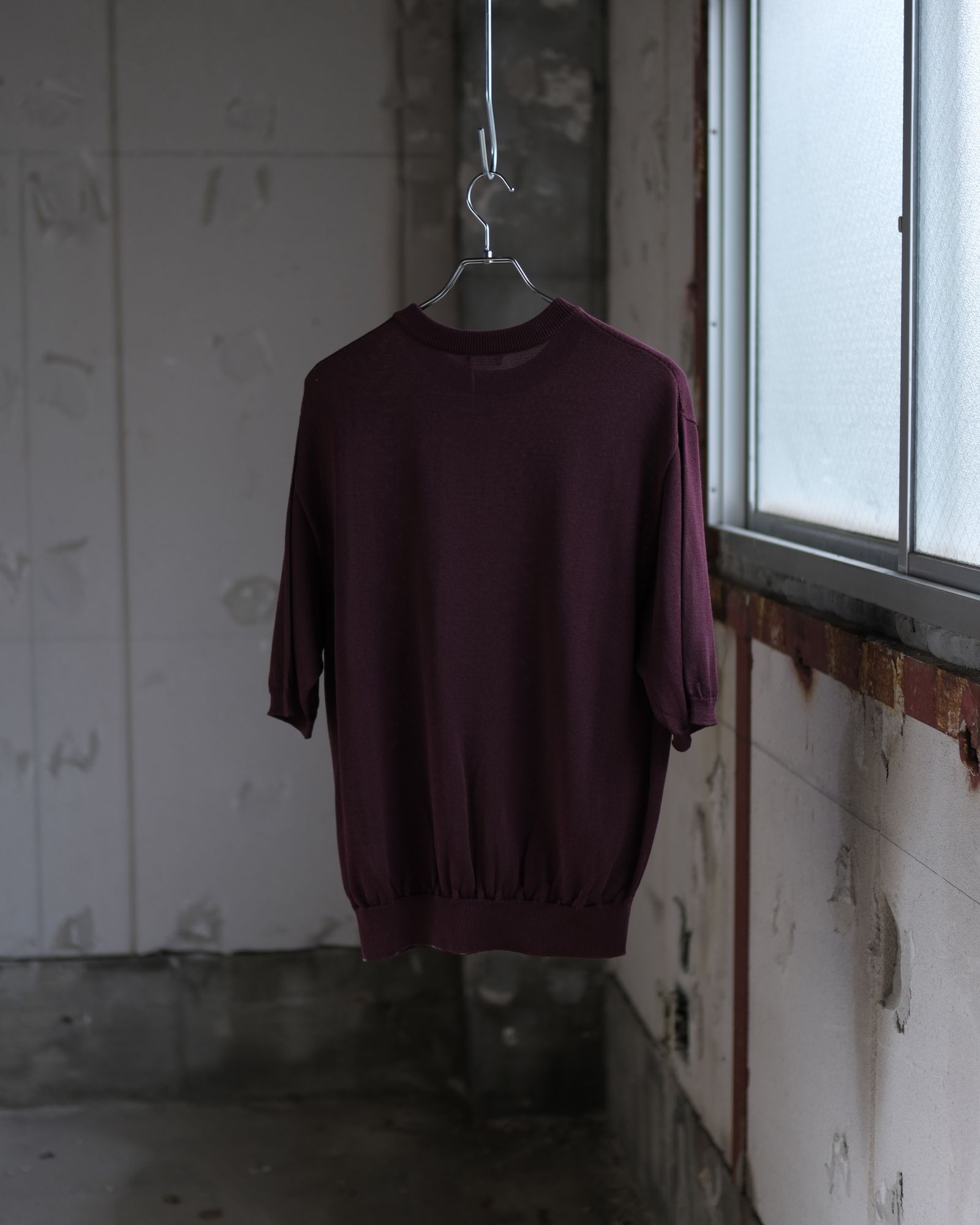 Wide knit T-Shirt / Burgundy