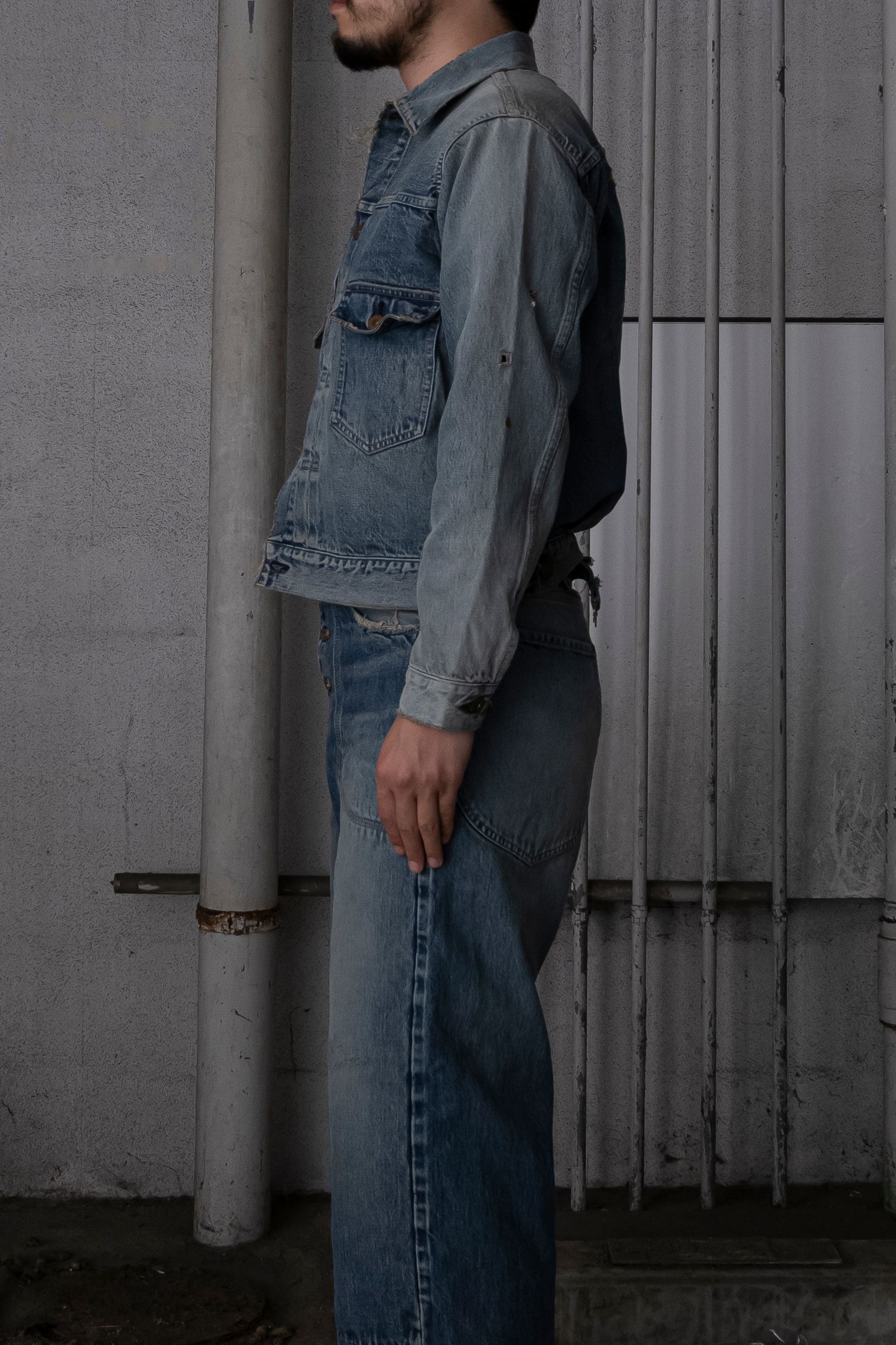 SUGARHILL - 【SUGARHILL×UNUSED】FADED DOUBLE KNEE DENIM PANTS