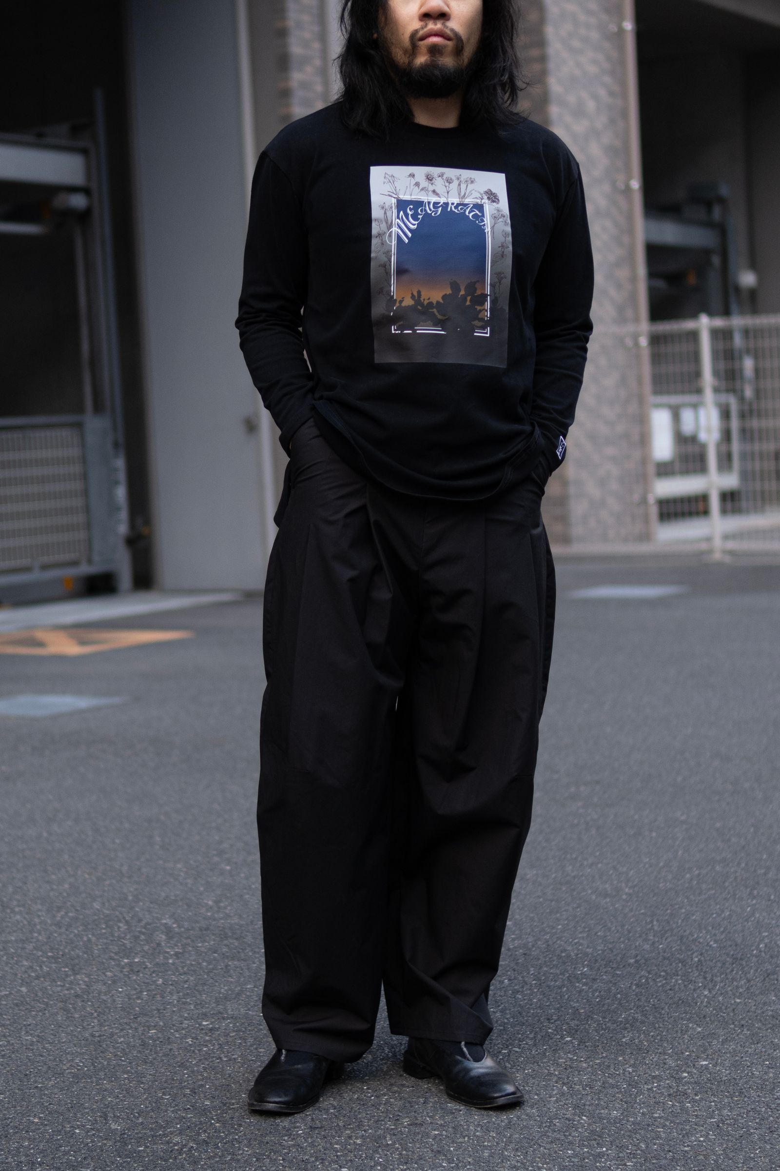 Print L/S Tee / blk