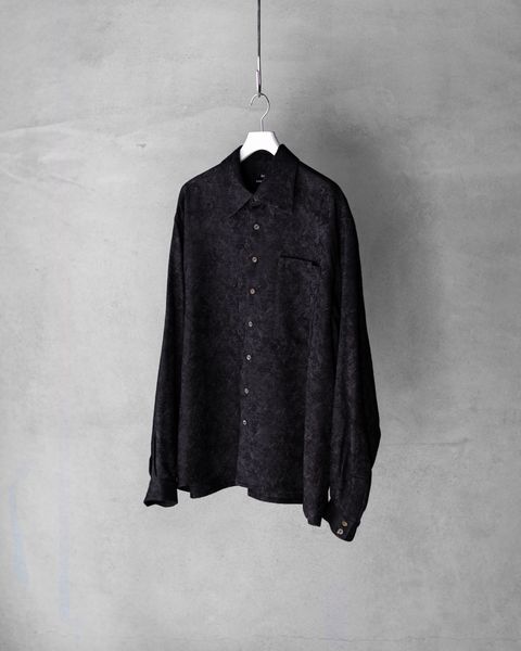 Blurred Pattern Jacquard Oversized Shirt / Black