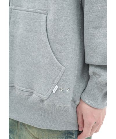 ZIP-UP RAW EDGE HOODIE / GRAY