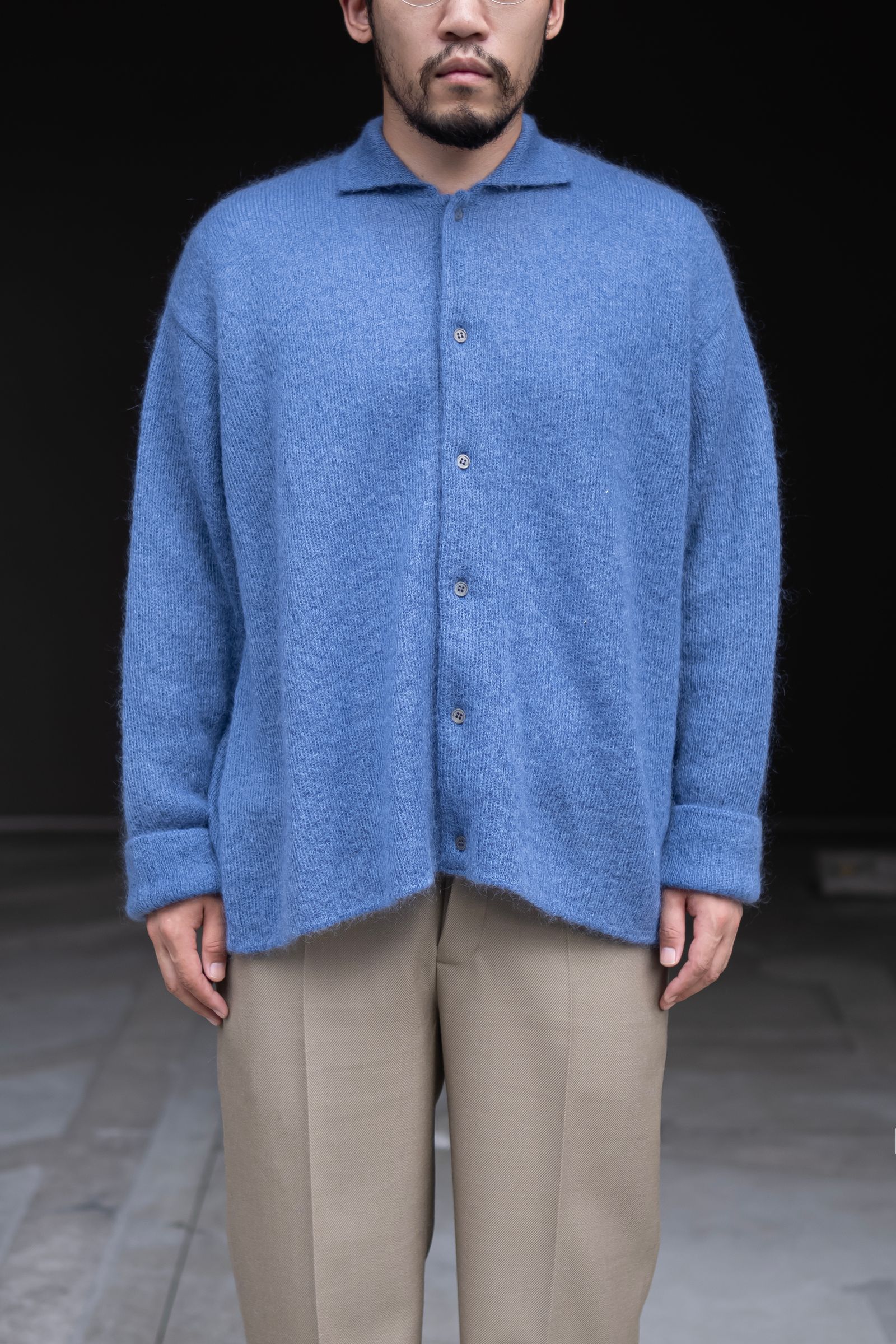 Blanc YM - Kid Mohair Knit Shirt / Sax Blue | Retikle Online Store