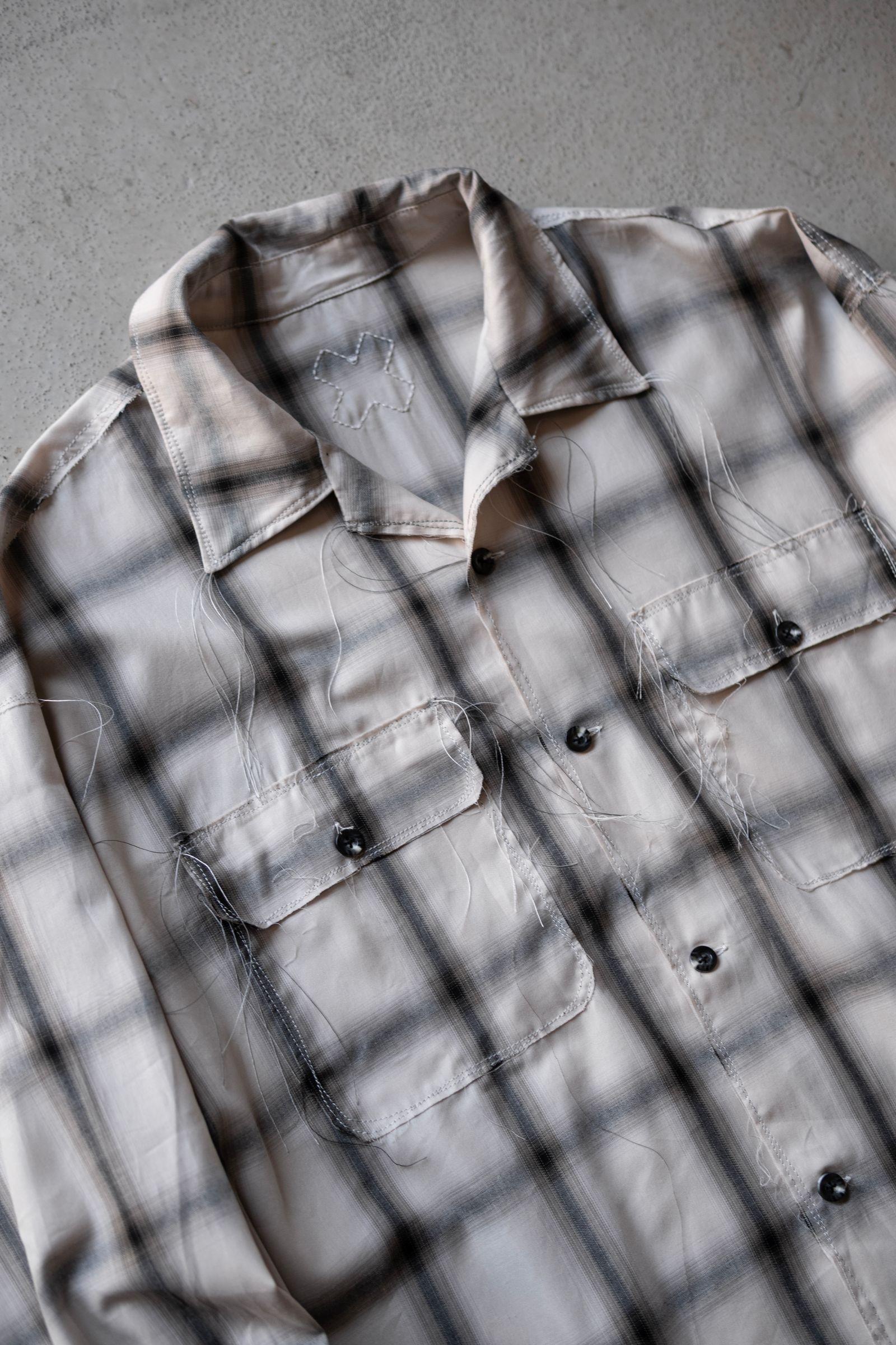 Cotton Ombre 50s Collar Craftsman Shirt / Beige