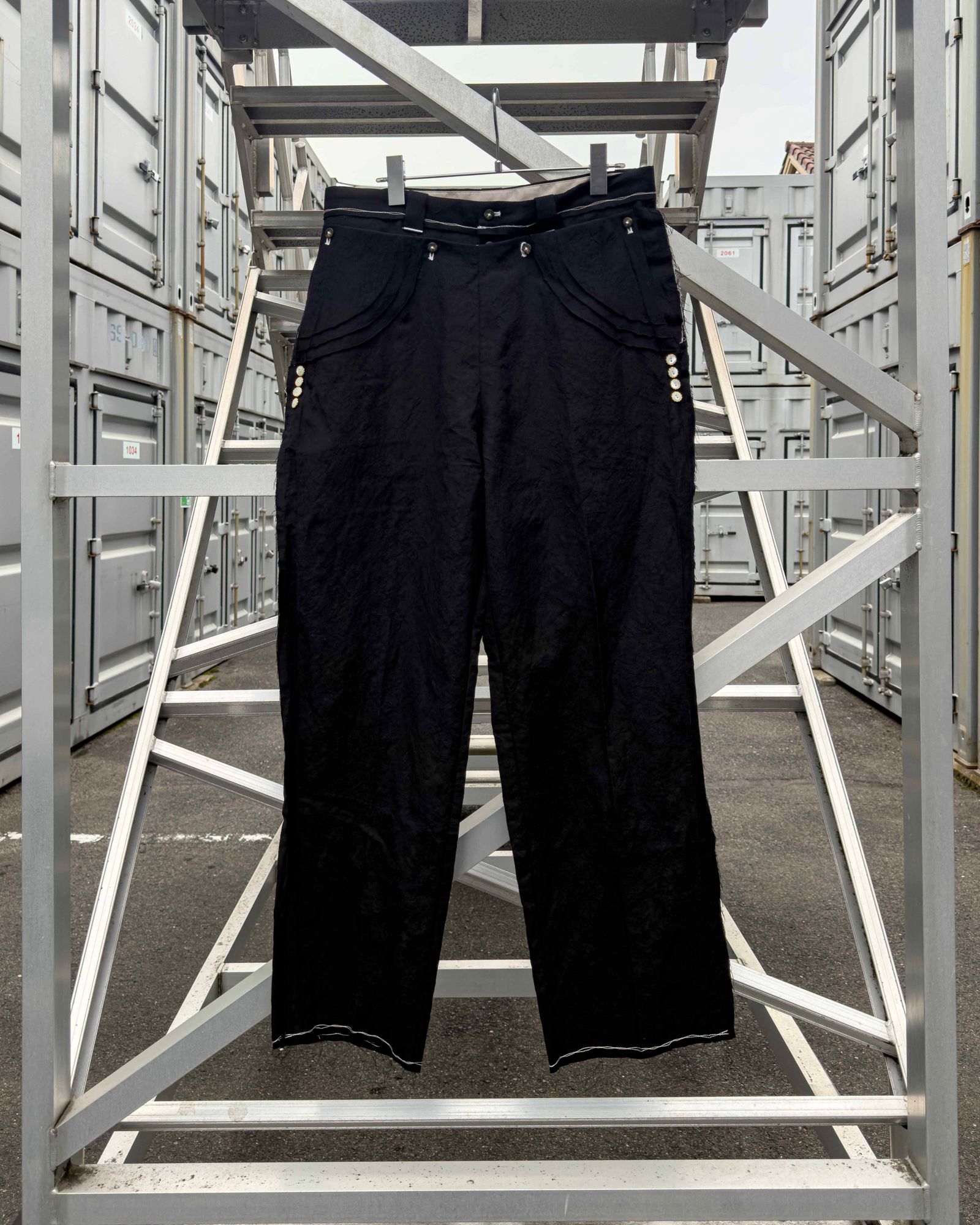 “SAMON” pleated ceremony pants / Black