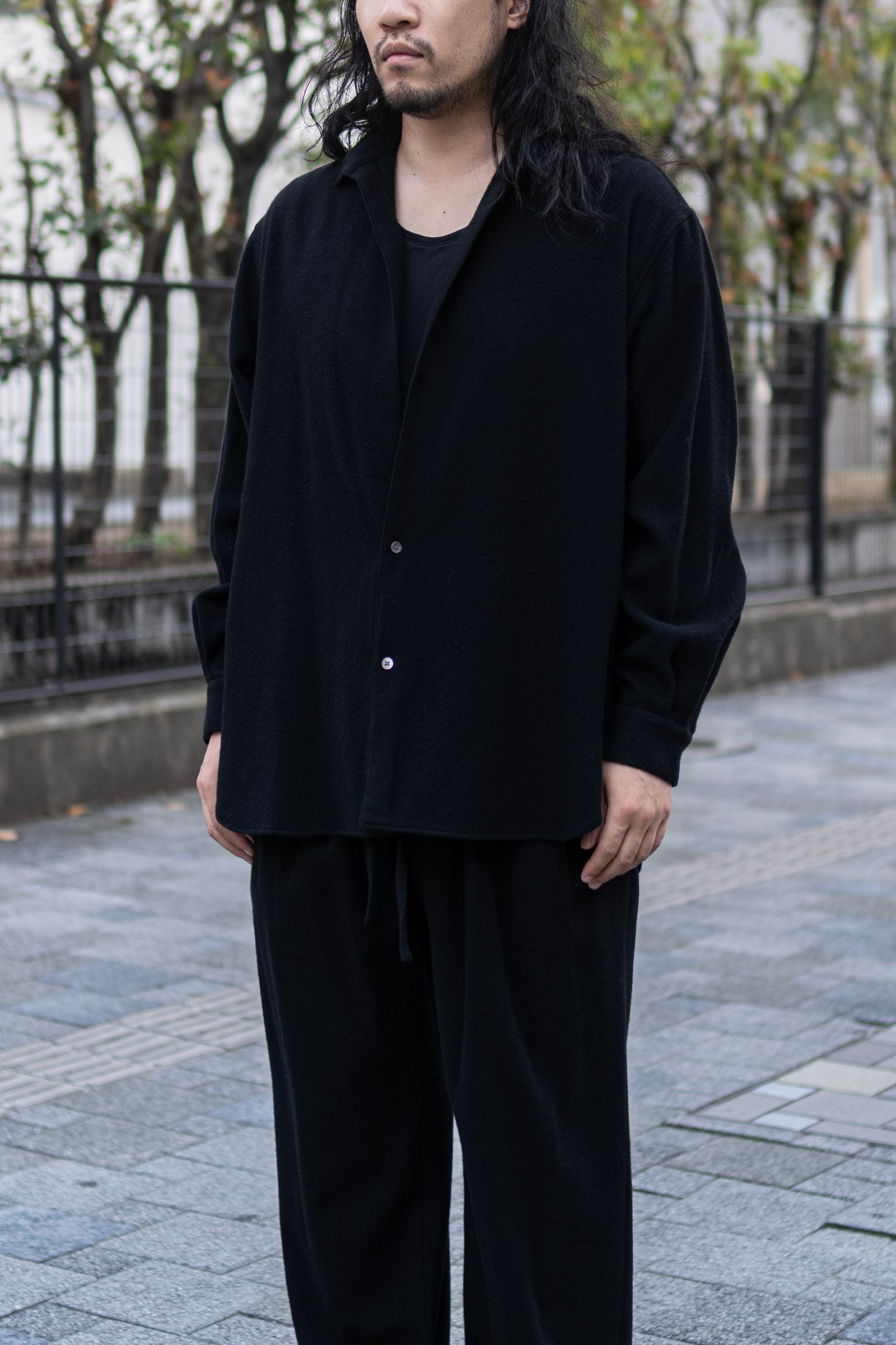 CASHMERE SHIRT JACKET / BLACK
