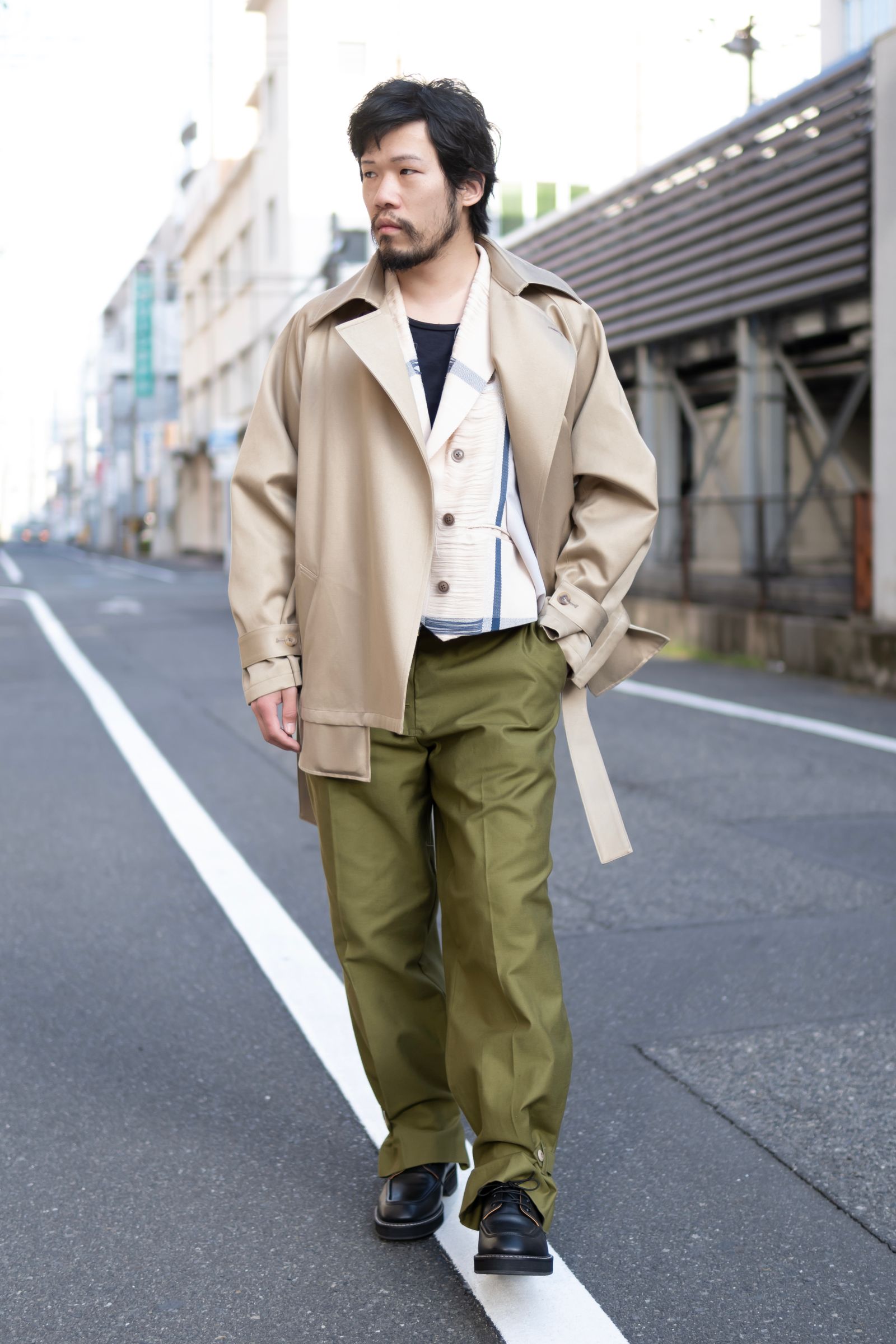 【新品】  Blanc YM / ブランワイエム | 2023SS | Silk Short trench coat トレンチコート | S | Gold | メンズ