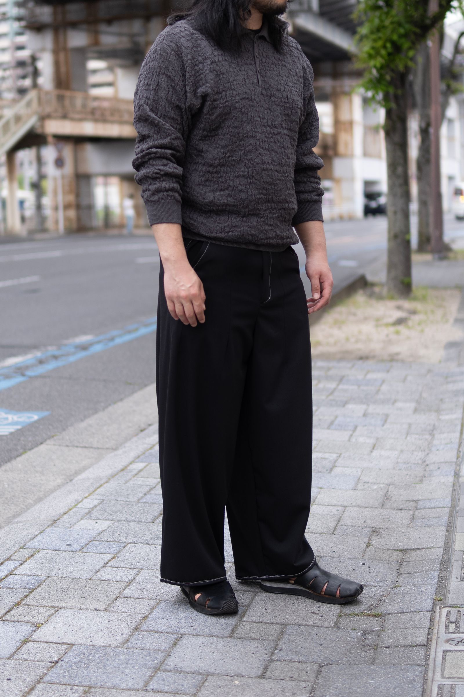 50/2 Silo Compact Gaba Wide Ceremony MC Trousers / Black