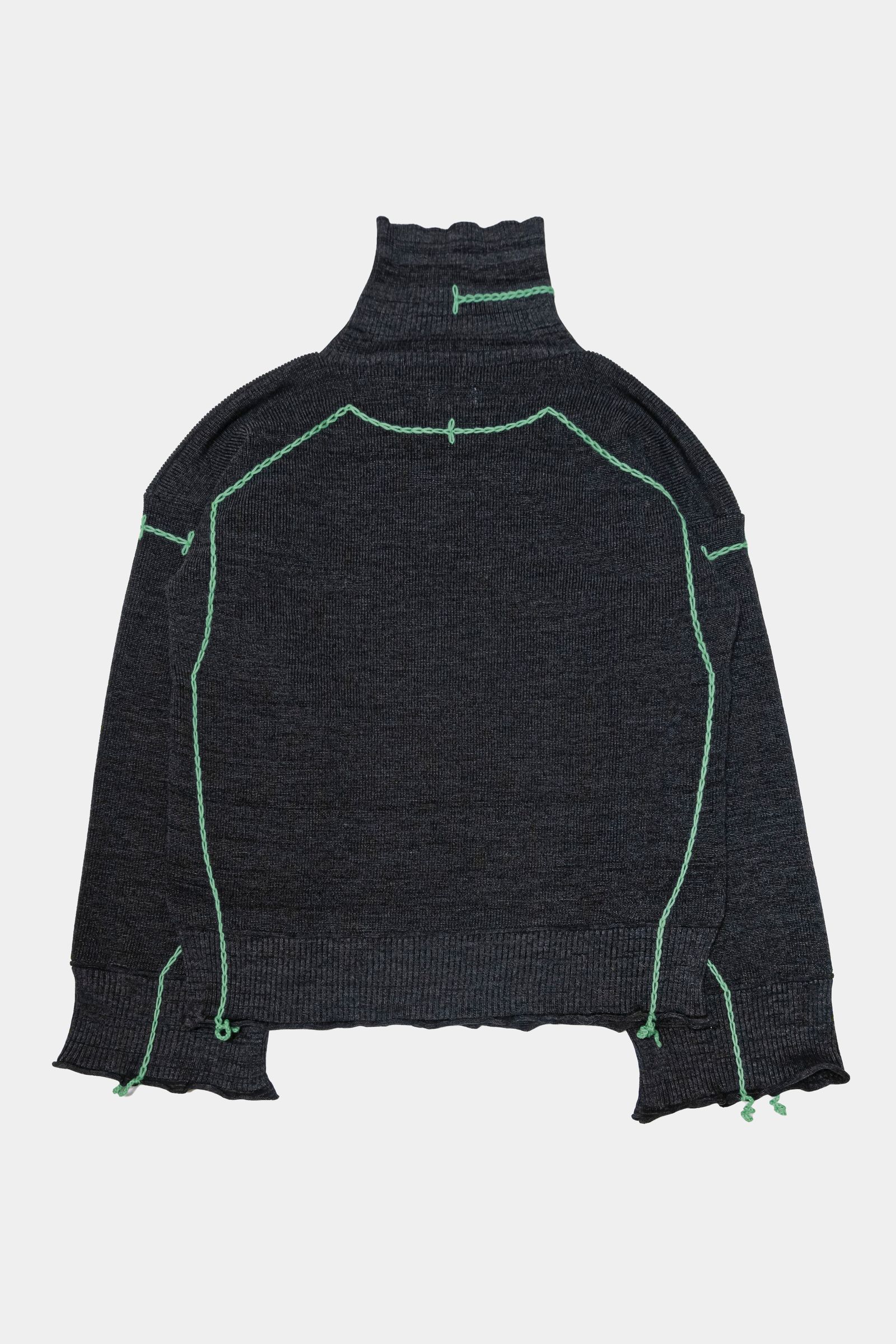 previous sweater / charcoal×green stitch