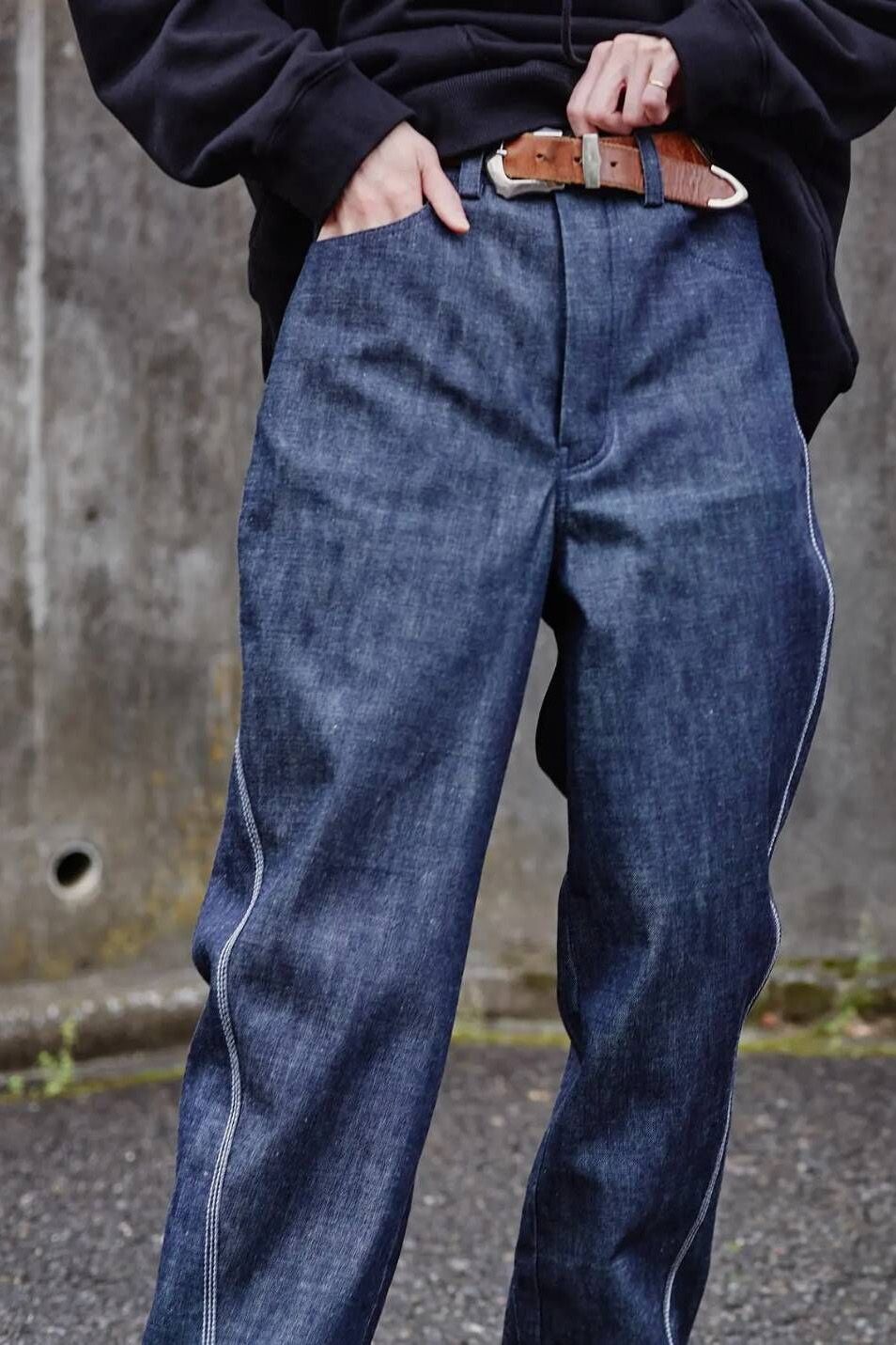 Three-d denim pants / indigo