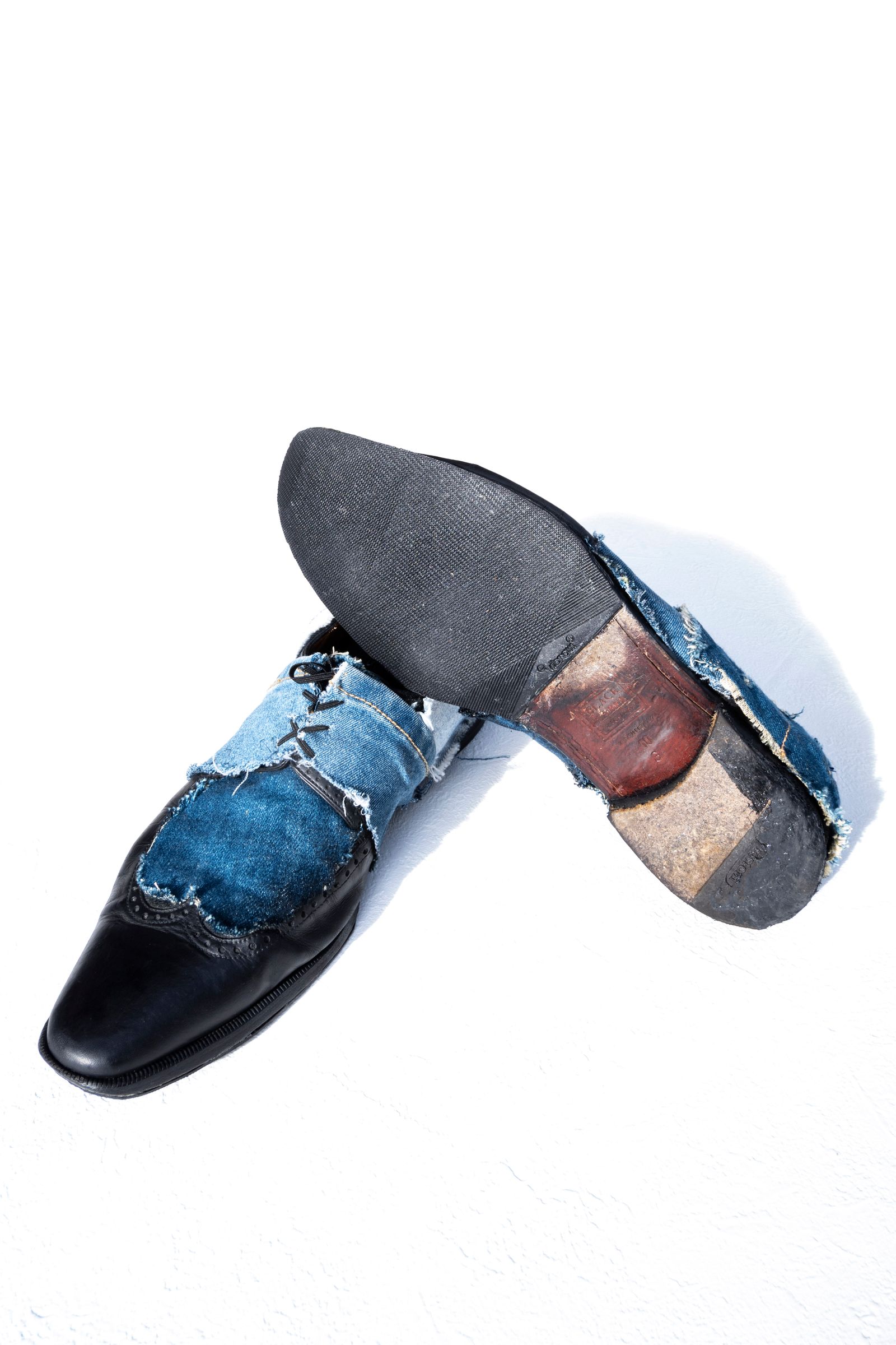 "a.testoni" Remake denim pattern shoes / リメイクデニムドレスシューズ