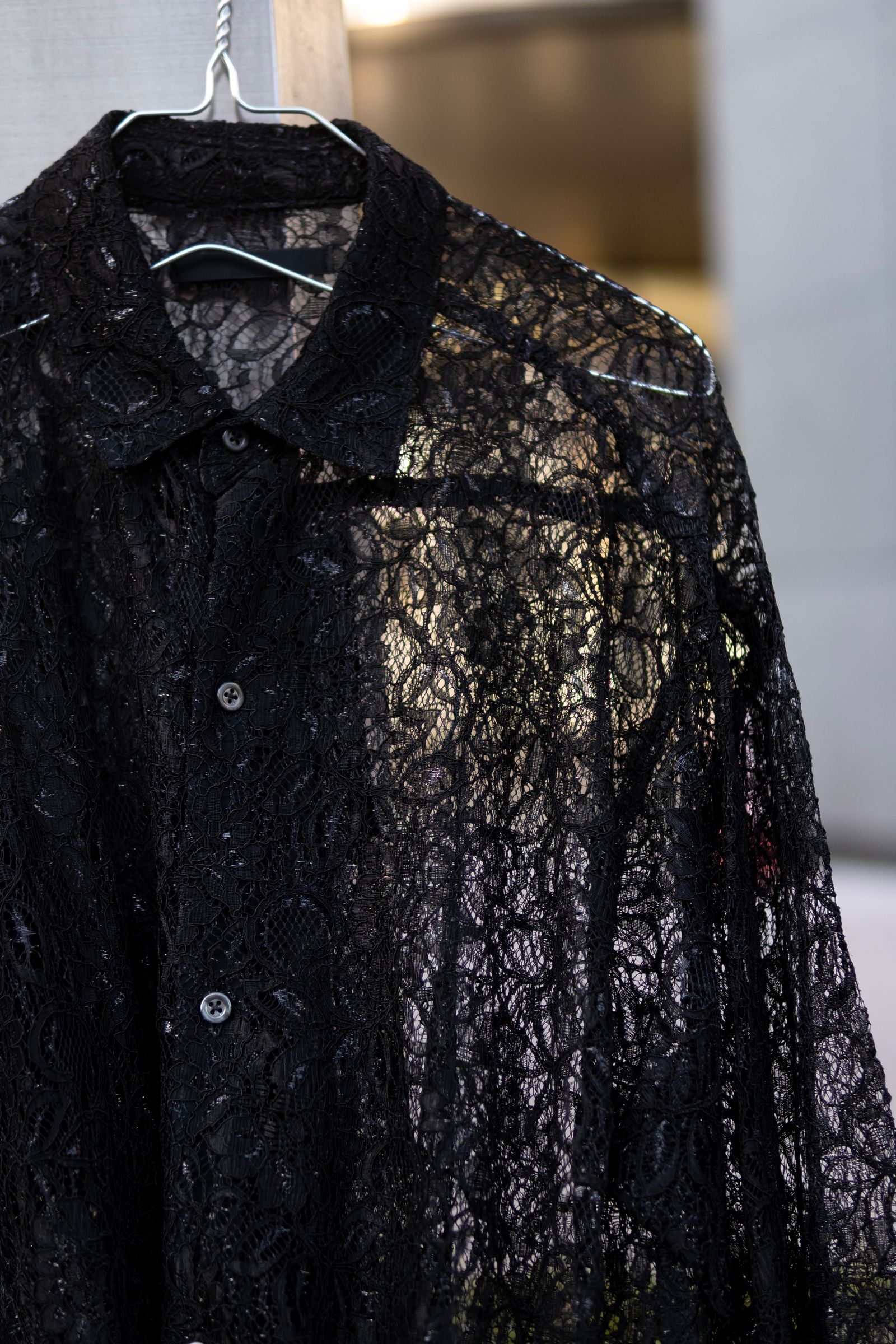 GLITTER LACE L/S SHIRT / BLACK