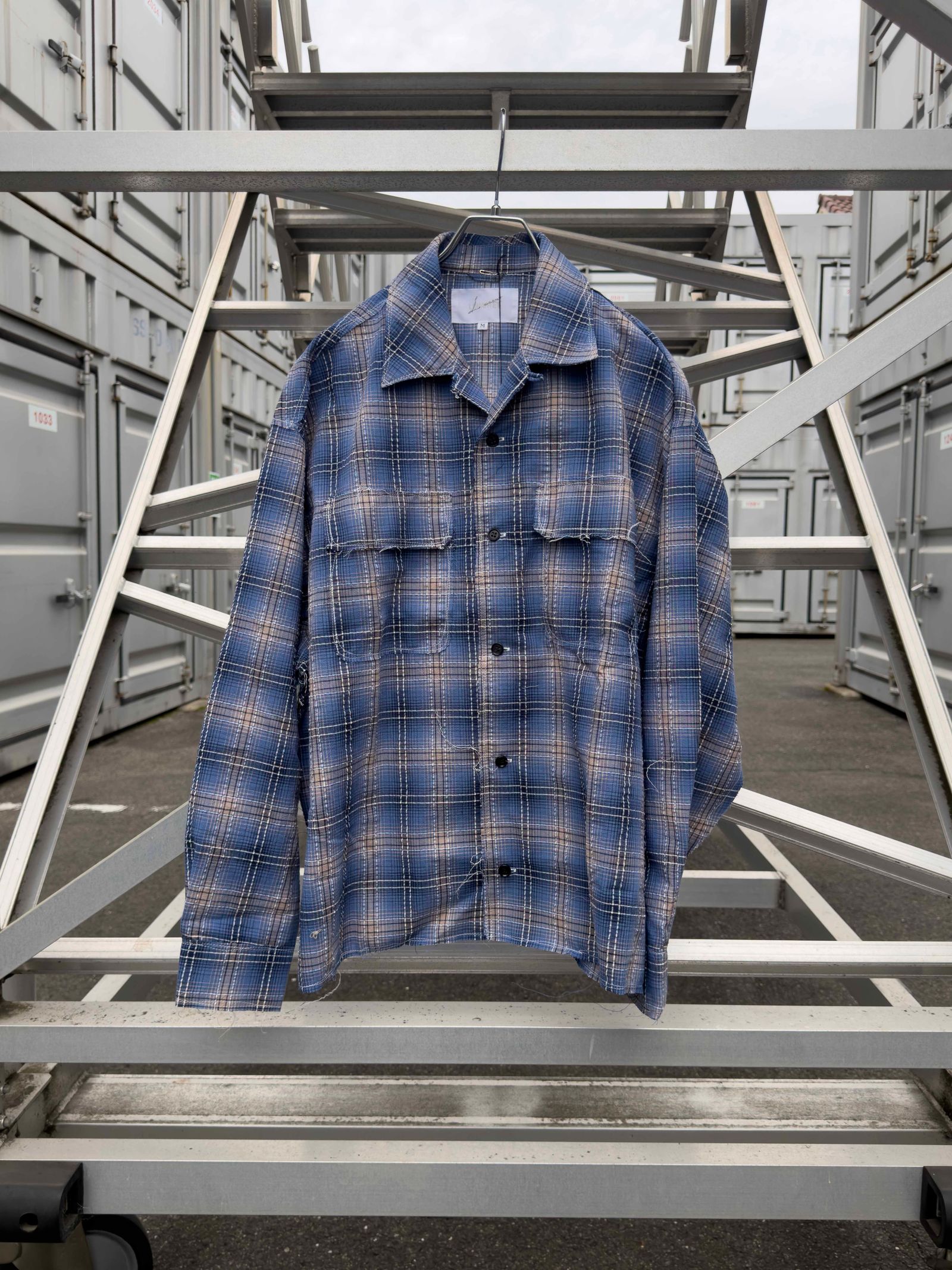 Organic Code Seersucker Check 50s Craftsman Shirt / Blue