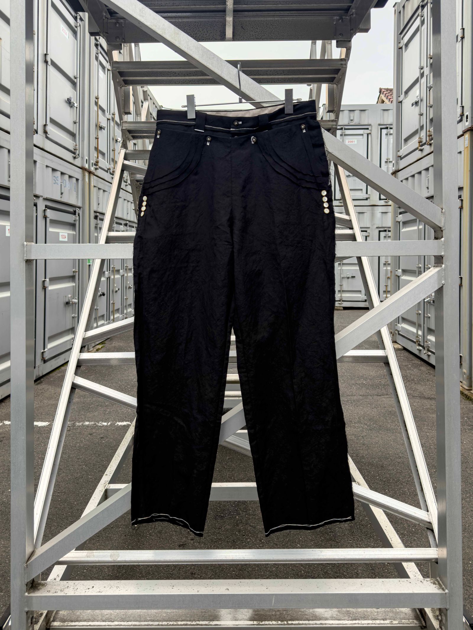 “SAMON” pleated ceremony pants / Black