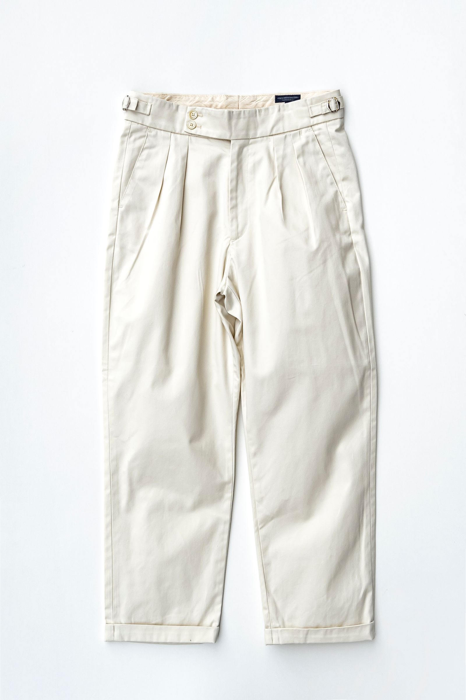RICCARDO METHA - NEW 2TUCK BELTLESS TROUSERS COLD MATCED