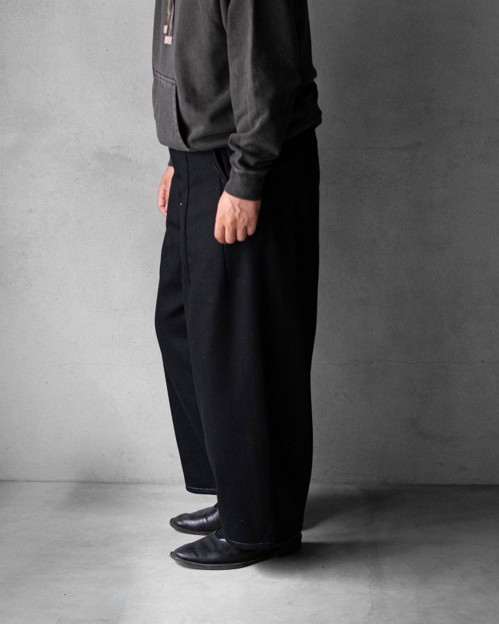 “WOOL CASHMERE”WIDE CEREMONY “MC” TROUSERS / Black