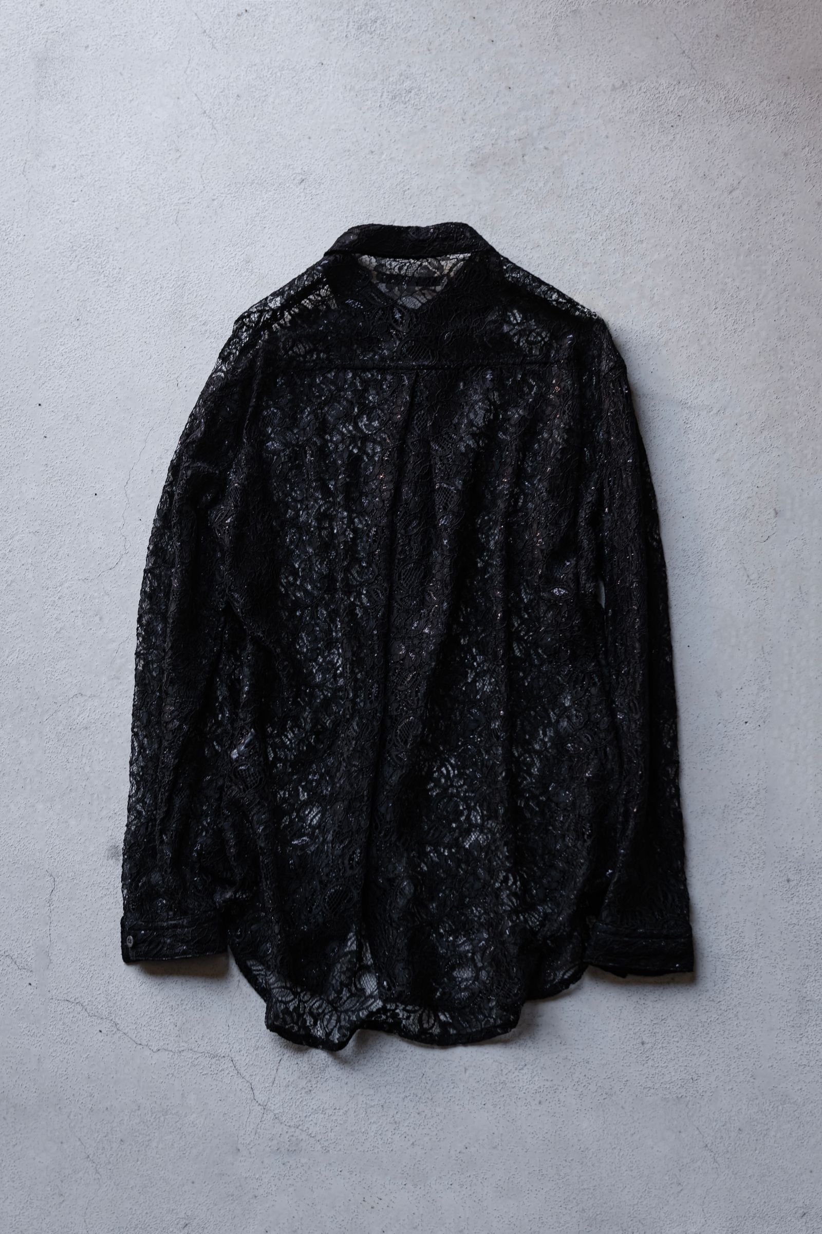 GLITTER LACE L/S SHIRT / BLACK
