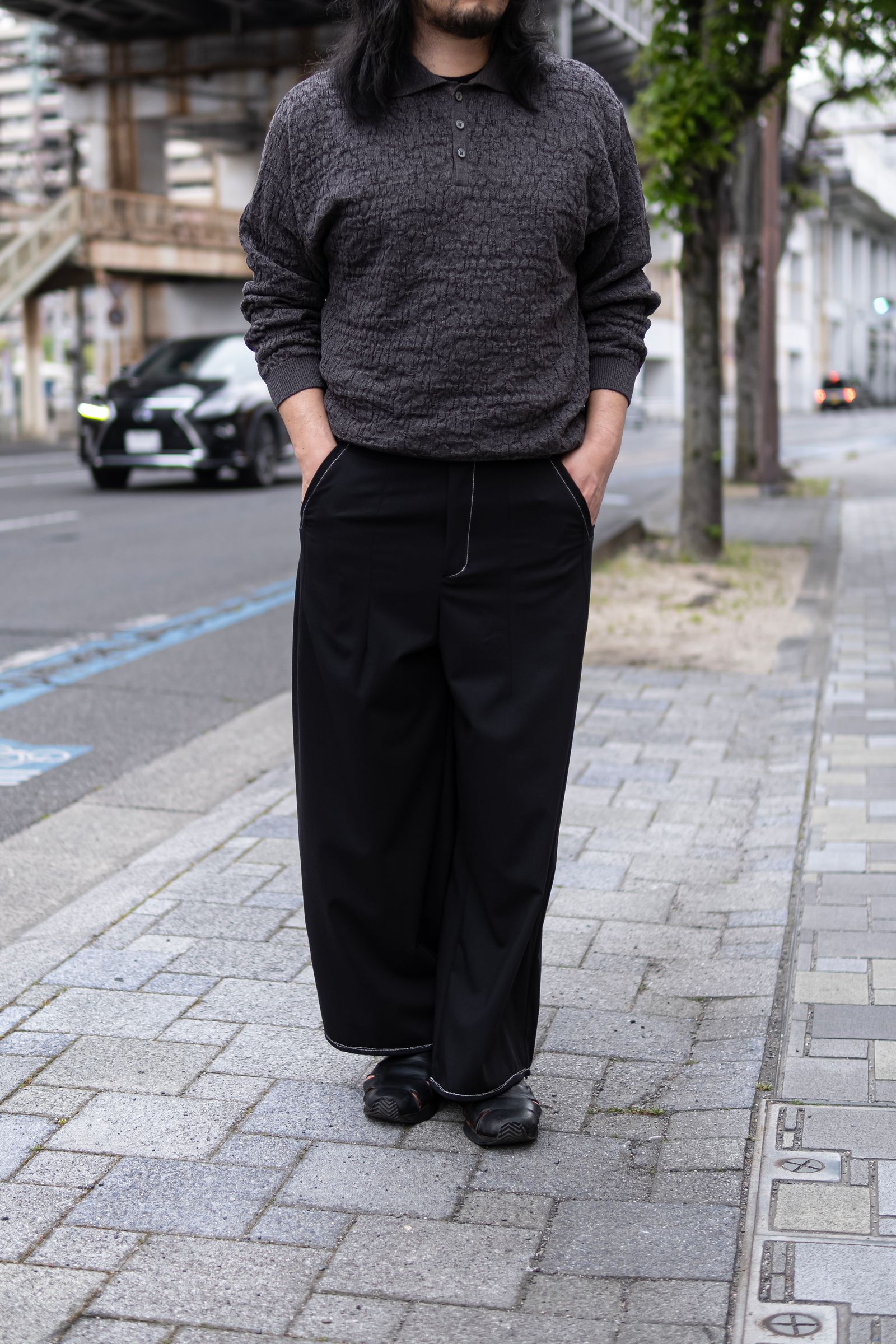 50/2 Silo Compact Gaba Wide Ceremony MC Trousers / Black