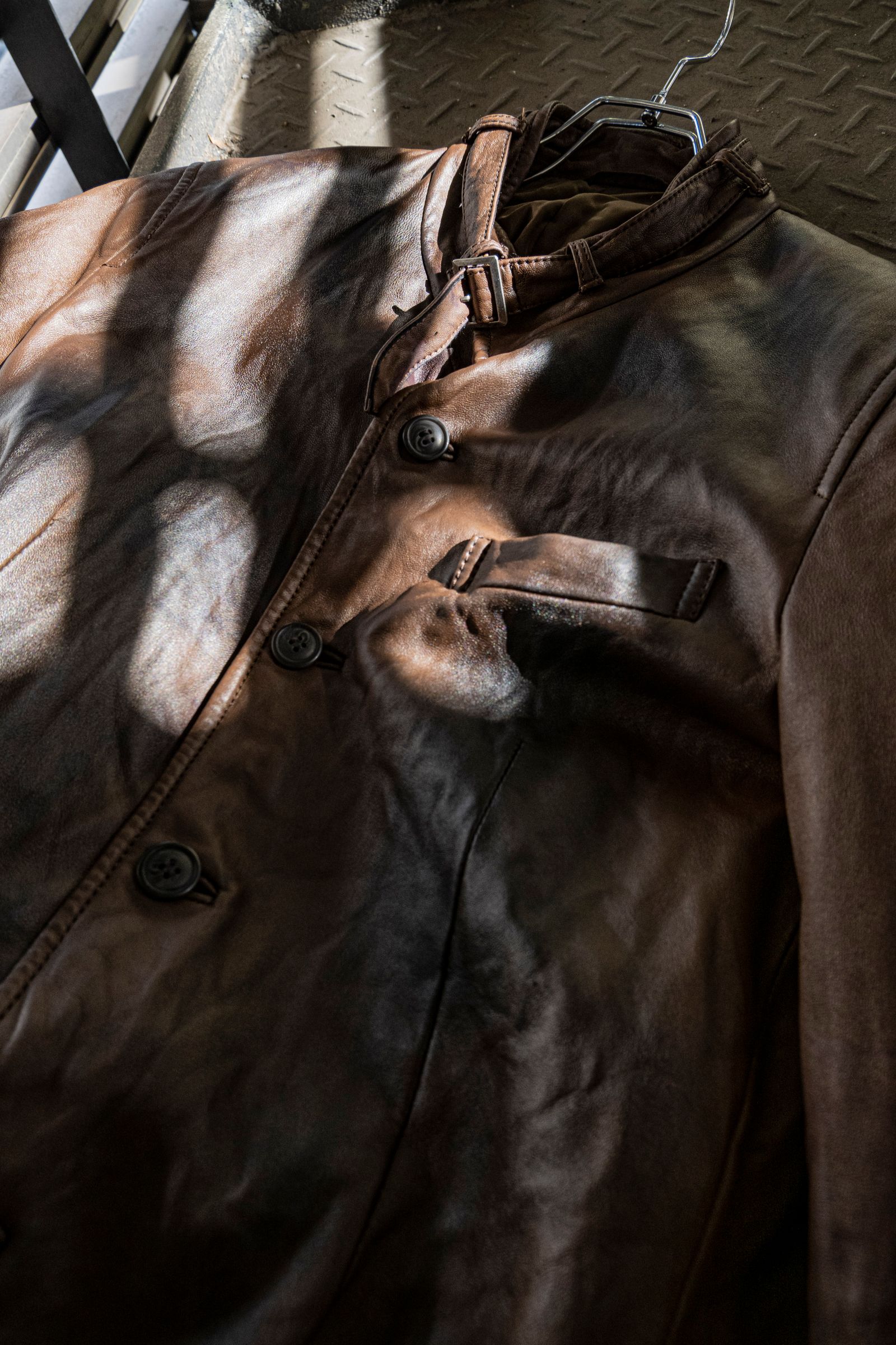 Remake shading leather jacket
