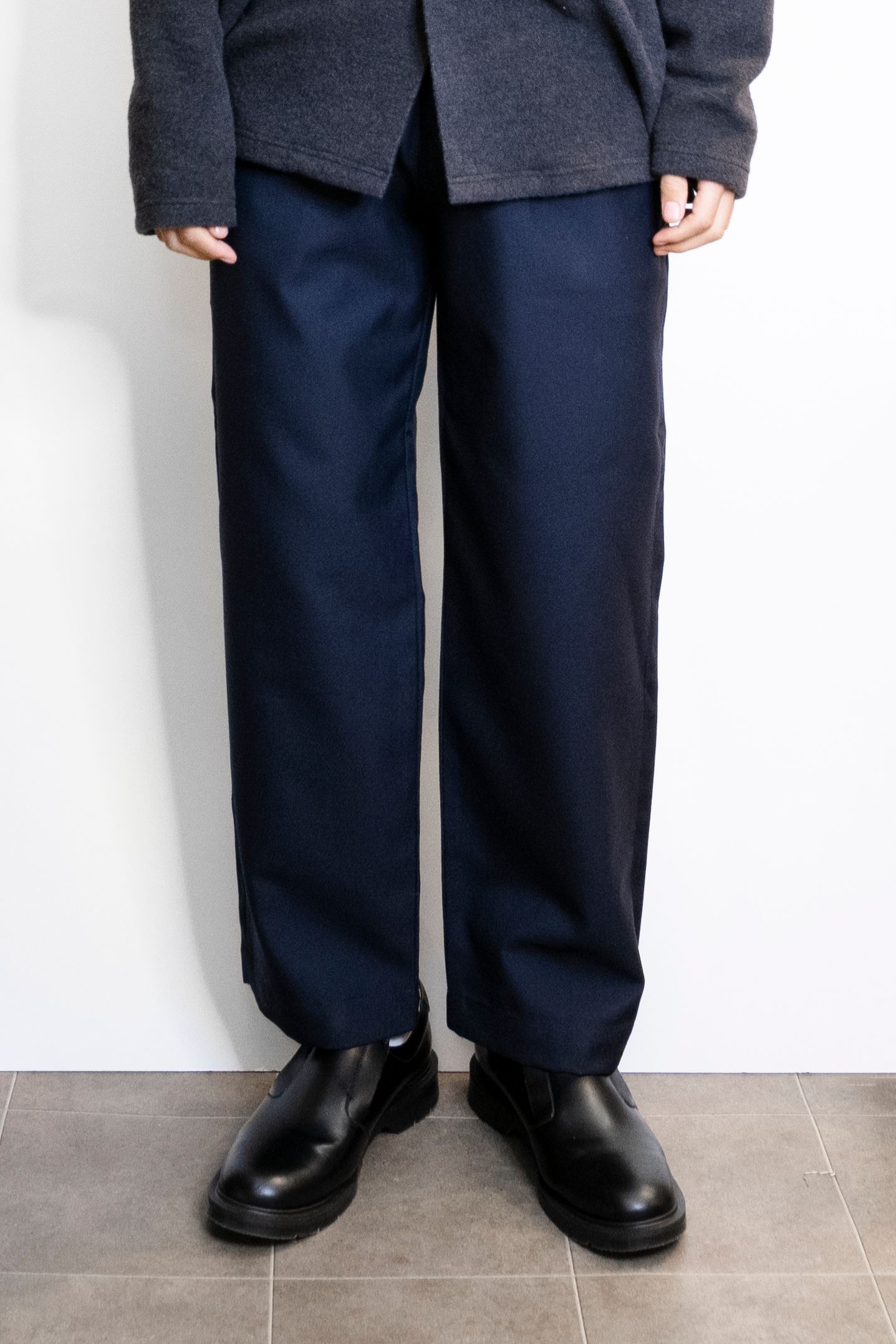 RICCARDO METHA - WOOL SOLID 1TUCK WIDE TROUSERS