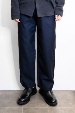 WOOL SOLID 1TUCK WIDE TROUSERS / NAVY