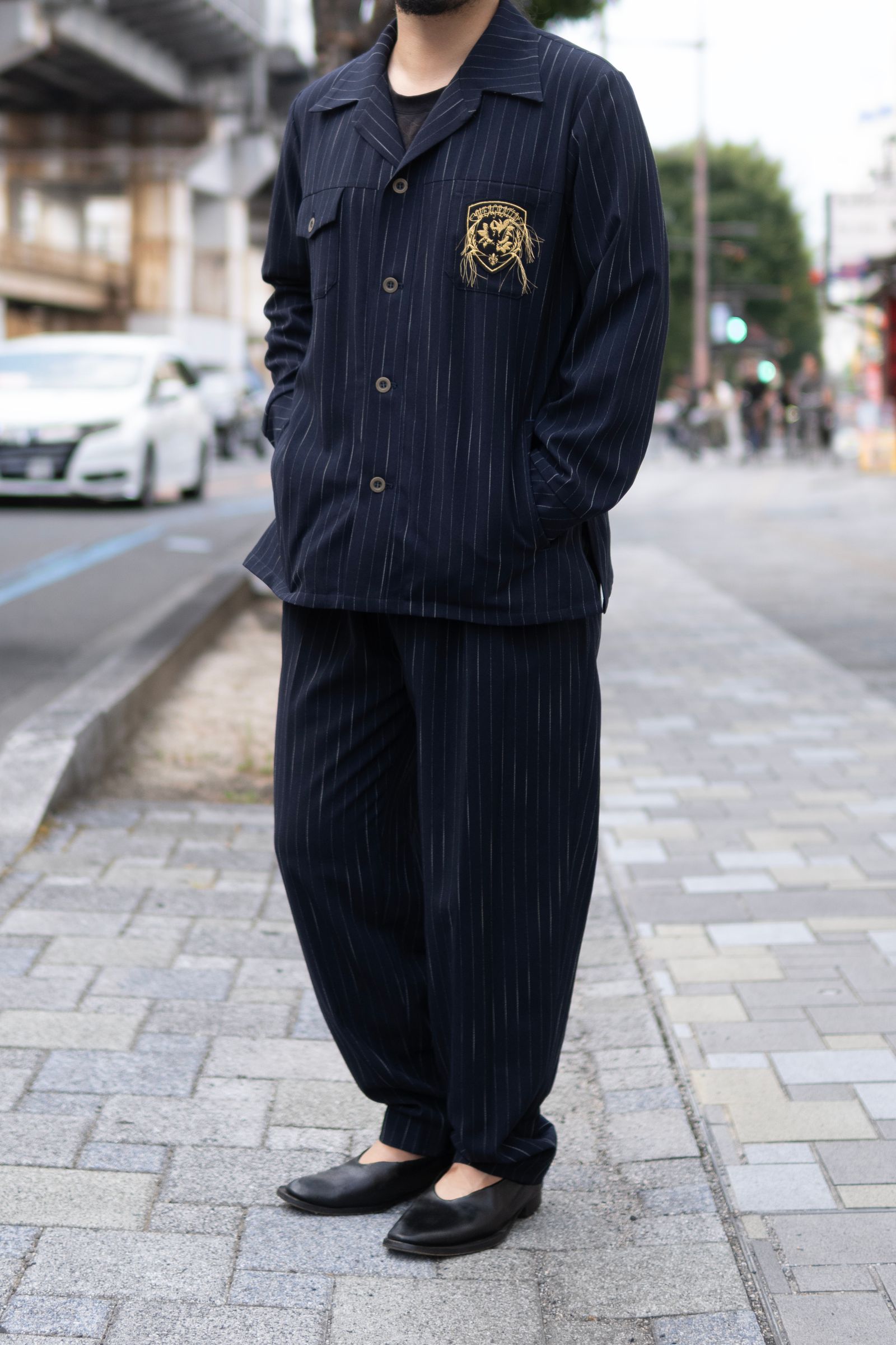 Worsted striped SH / nvy