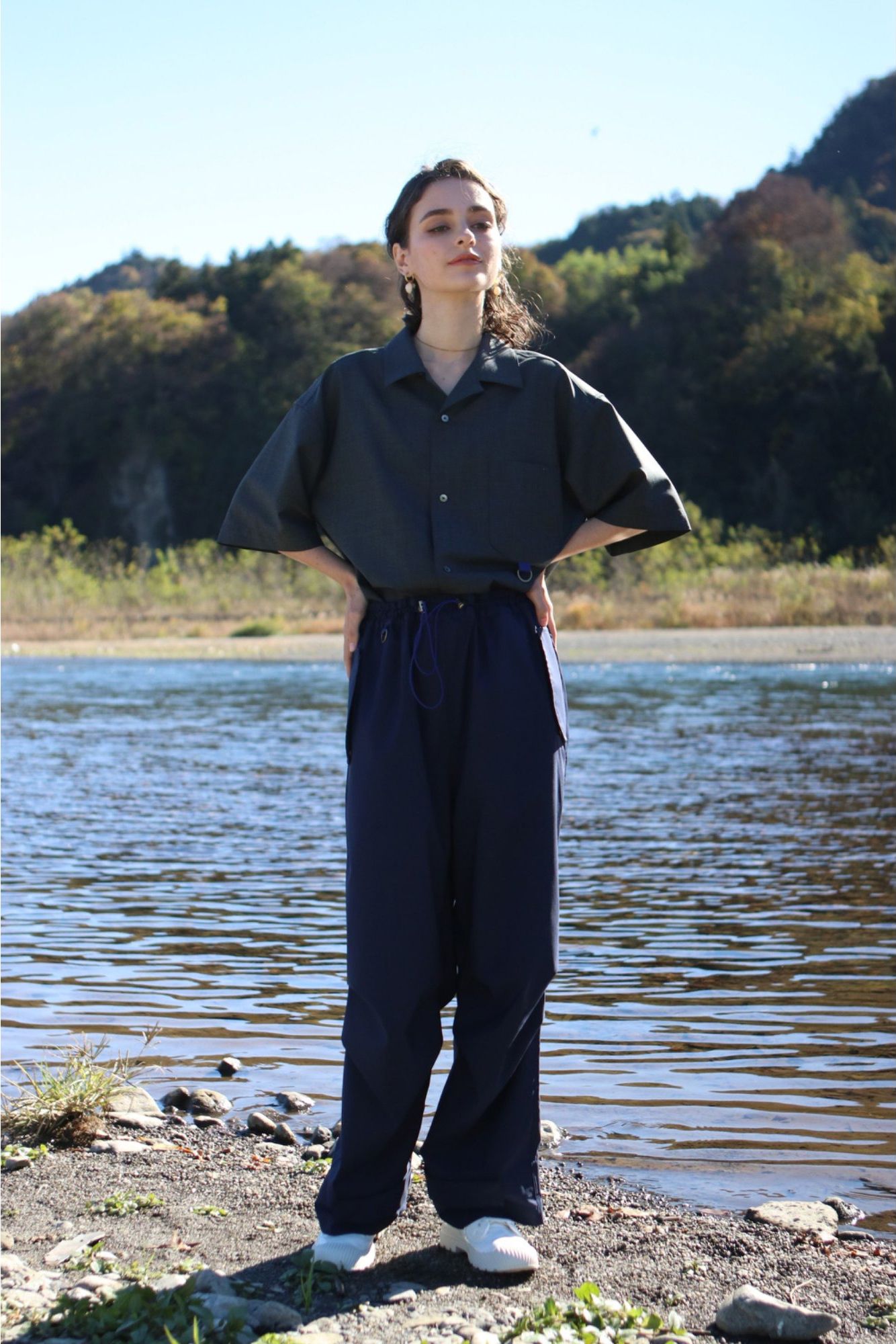 Active Easy Pants / flower navy